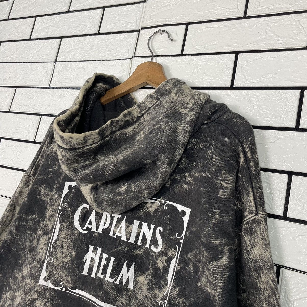Japanese Brand Captain Helm Black Acid Wash Hoodie Size US XL / EU 56 / 4 - 9 Thumbnail