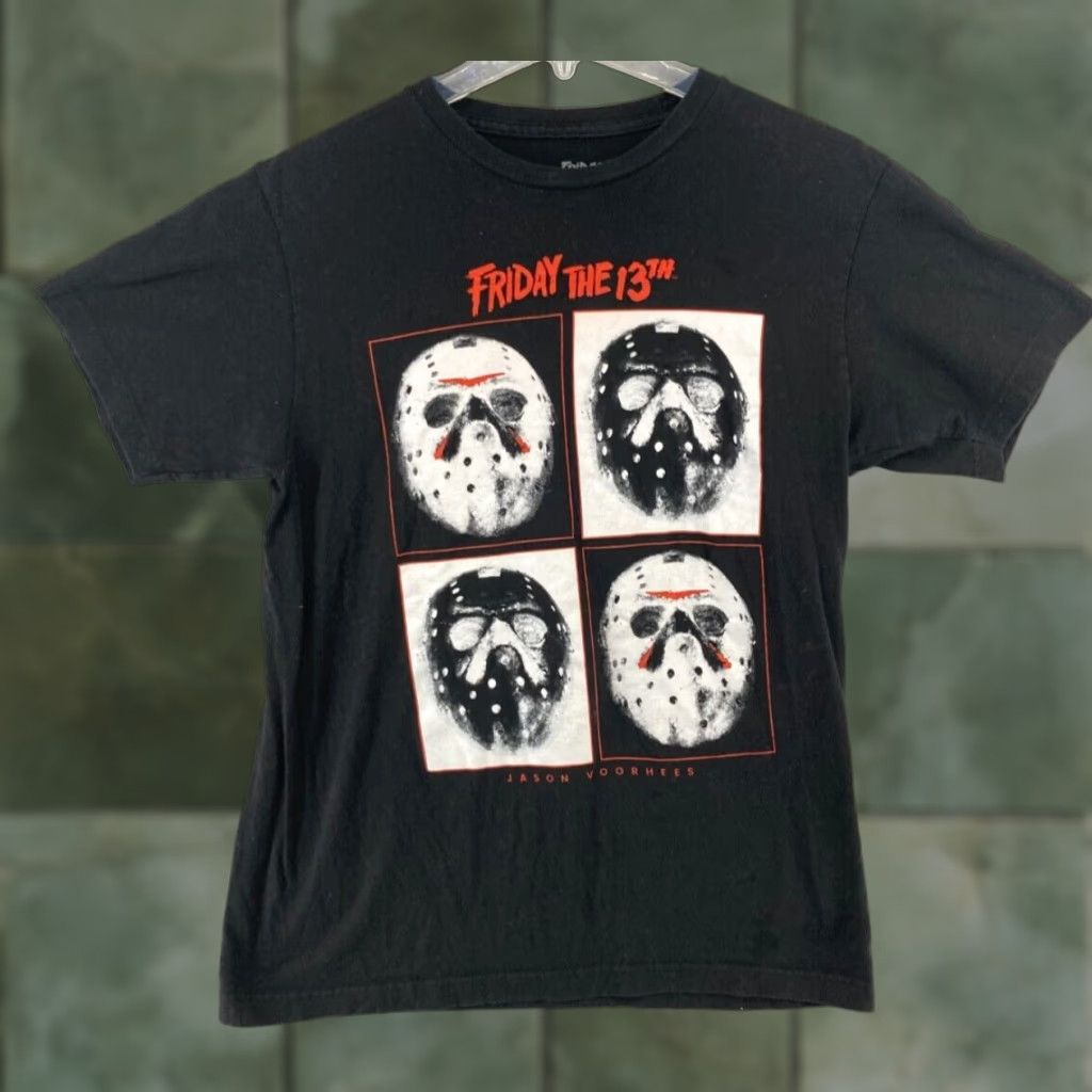Vintage Friday The 13Th Mens TShirt Medium Black Jason Icona Pop Mask Halloween Shirt Mens Size US M / EU 48-50 / 2 - 1 Thumbnail