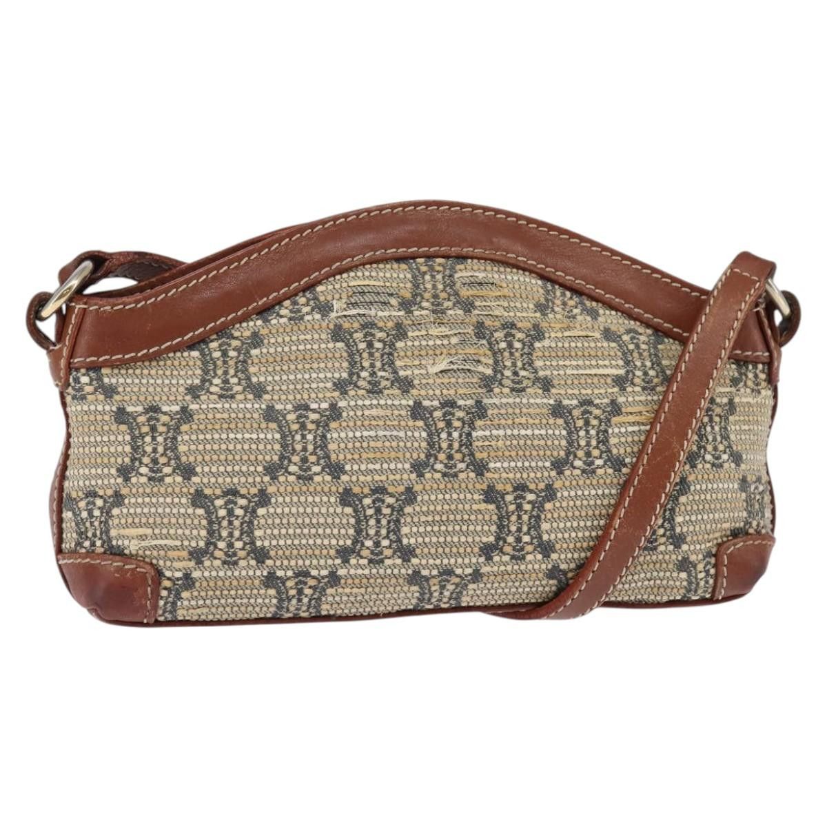 CELINE Paris Macadam Canvas Shoulder Bag Beige