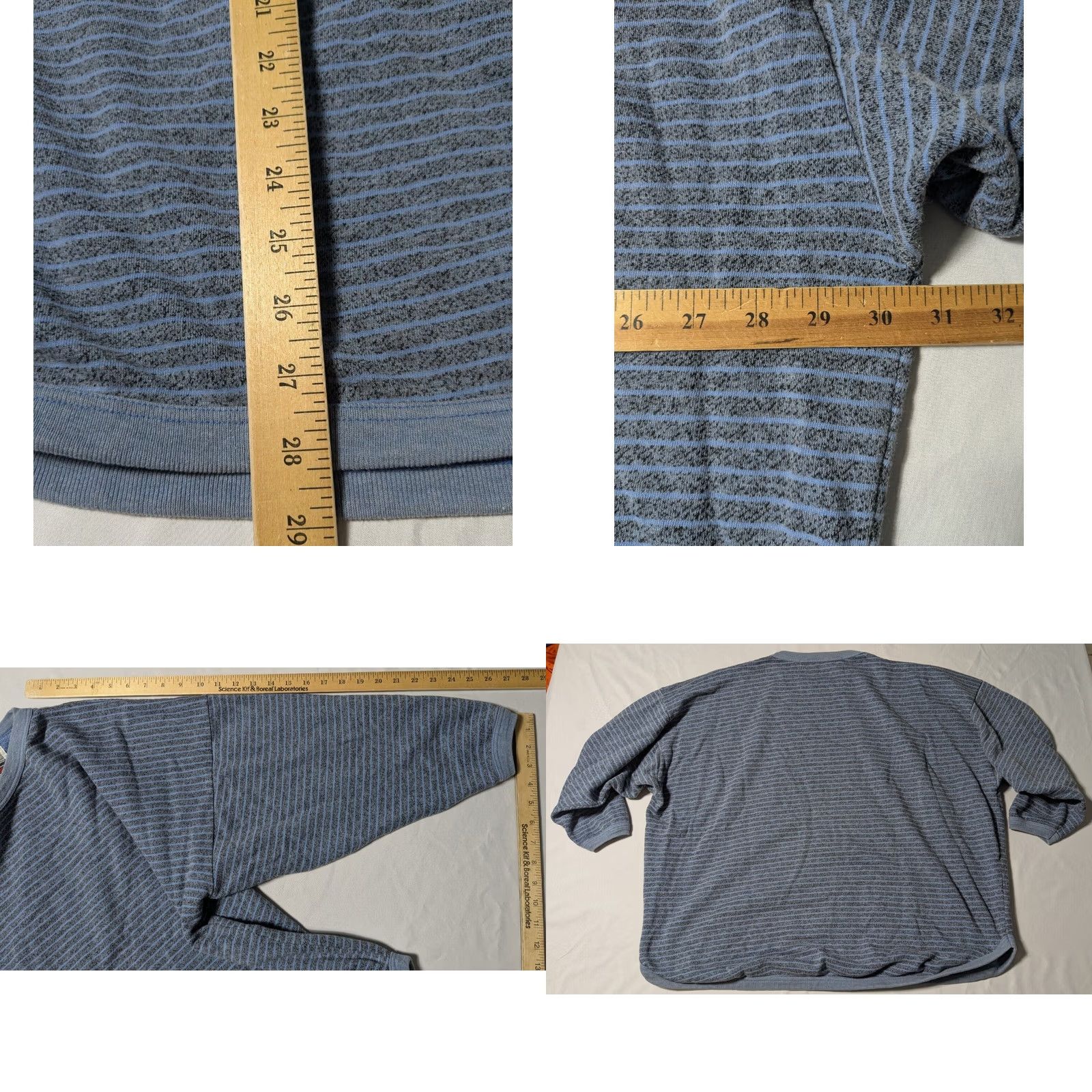 Vintage VTG 80s INTERNATIONAL NEWS AMERICAWARE Oversized Blue Striped Sweatshirt Shirt Womens Size ONE SIZE - 8 Thumbnail