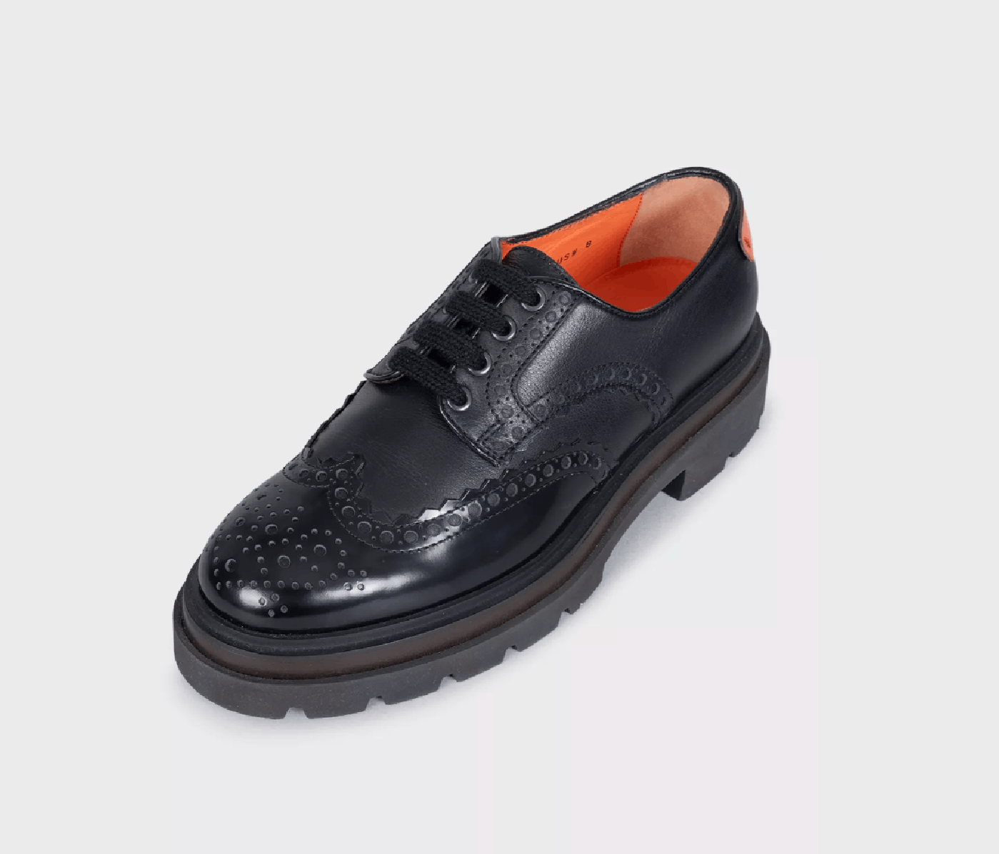 Santoni Santoni Men’s Black Leather Lace-Up Brogues Size US 8 / EU 41 - 3 Thumbnail