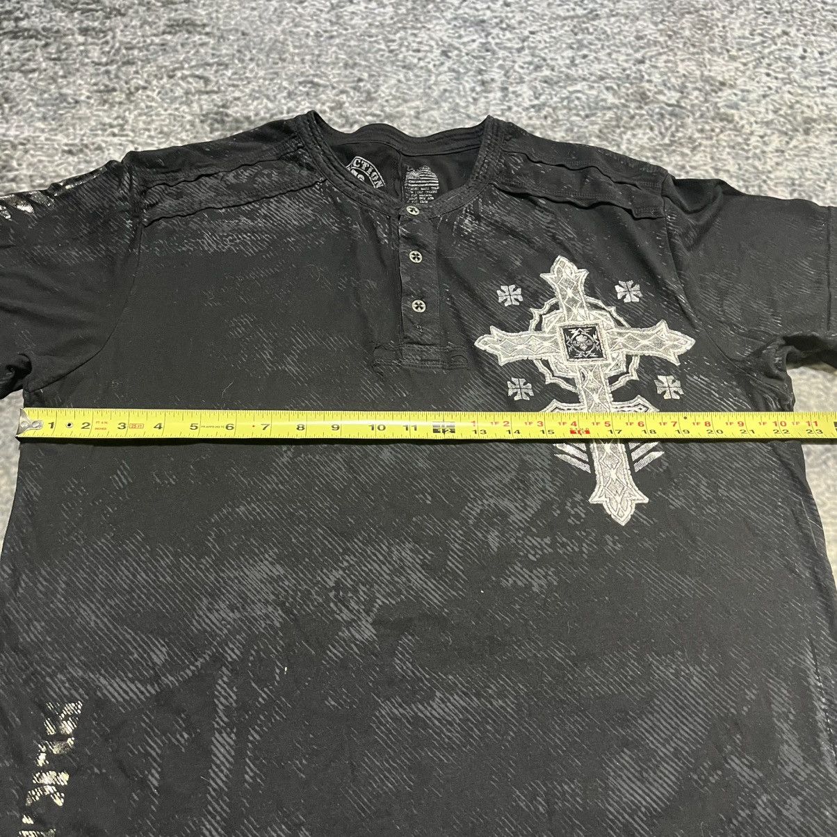 Affliction VINTAGE Y2K AFFLICTION GRUNGE SKATER SKULL HENLEY T SHIRT Size US XL / EU 56 / 4 - 10 Thumbnail