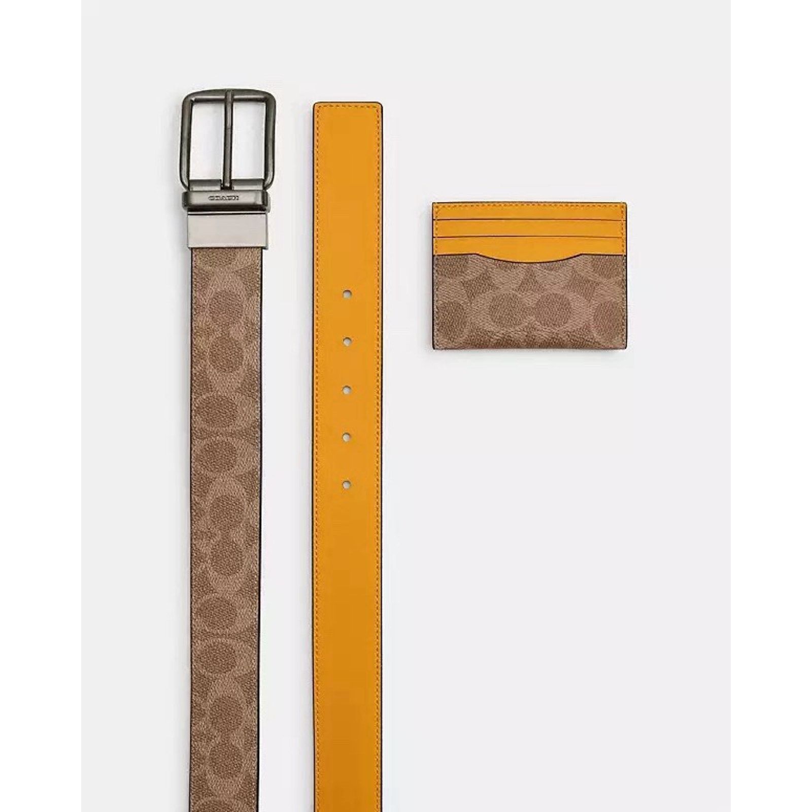 Coach NWT Coach Card Case Belt Gift Set CW351 Tan/Buttercup Size ONE SIZE - 7 Thumbnail