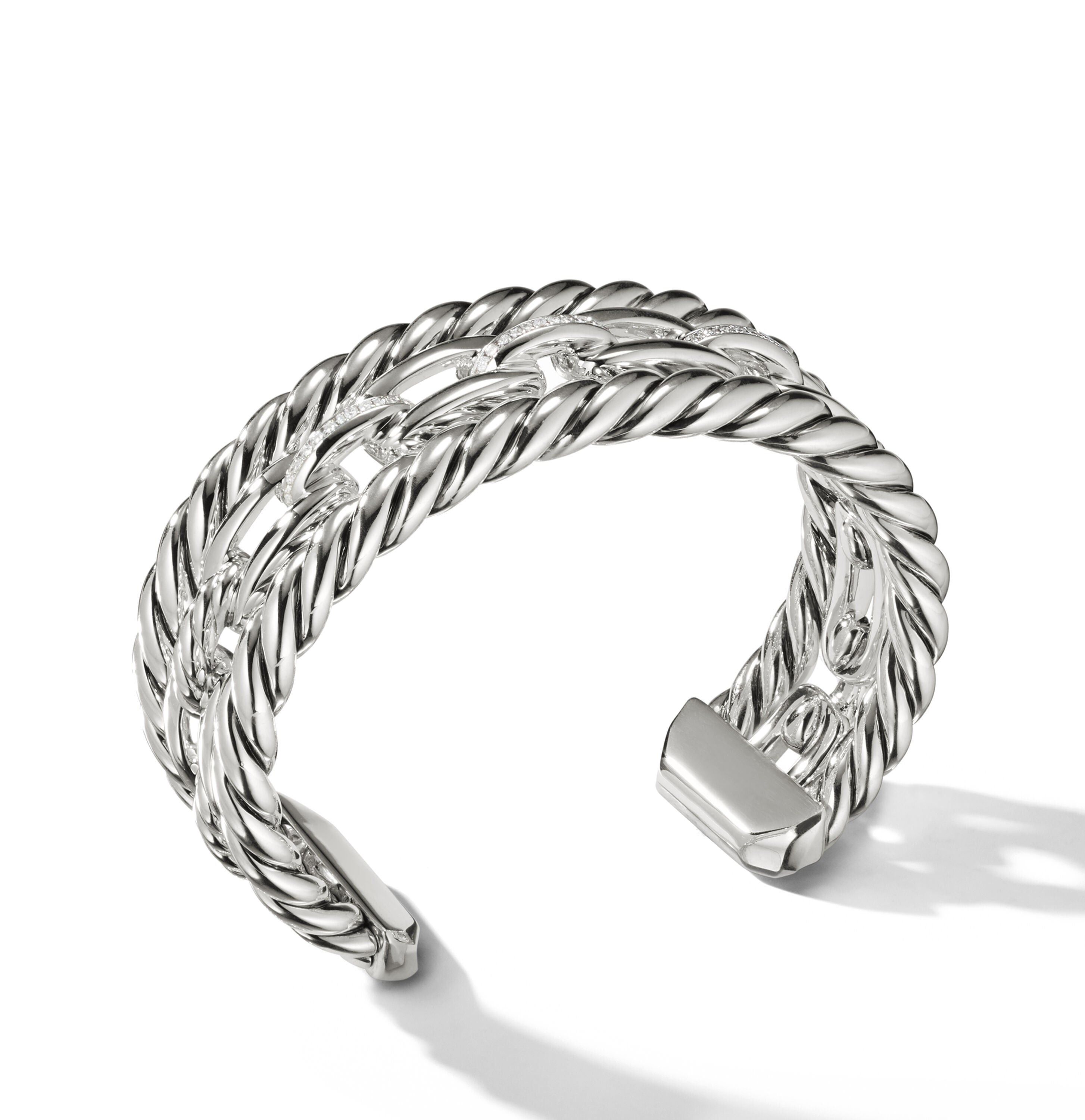 David Yurman o1w1db10526 B13680D Size:M/ Three-Row Cuff in Silver Size ONE SIZE - 3 Thumbnail