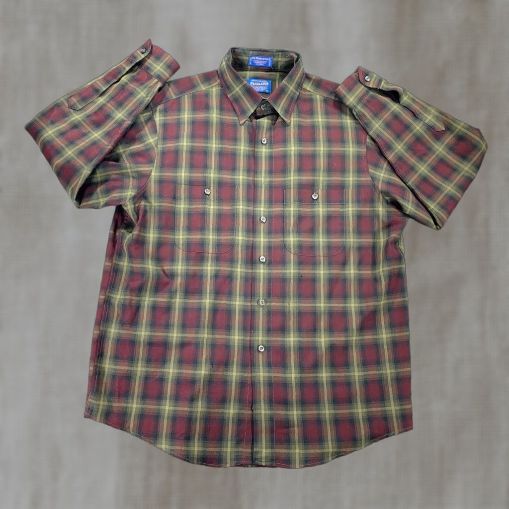 Pendleton VINTAGE Pendleton Shirt Mens XL Sir Pendleton Worsted Wool Plaid Button-Down *FLAW* Size US XL / EU 56 / 4 - 1 Thumbnail