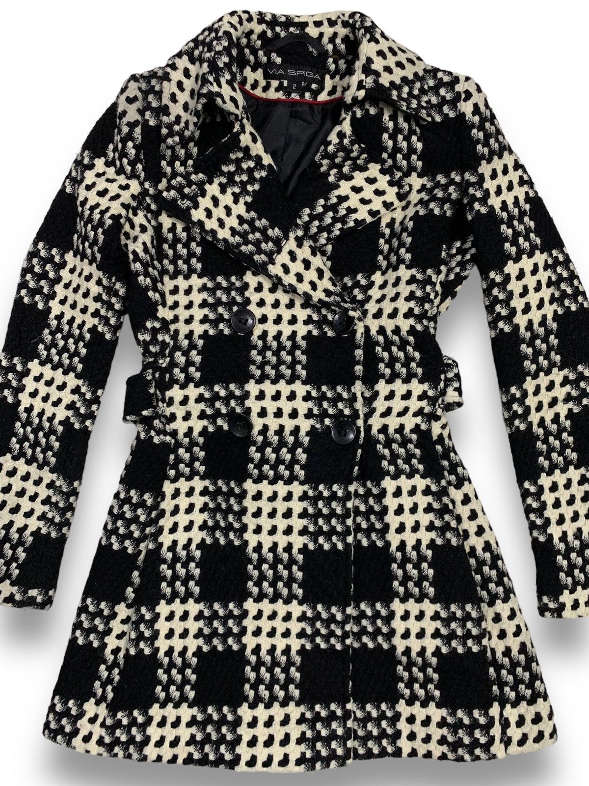 Other Vintage Via Spiga Wool Blend Woven Plaid Overcoat Size M / US 6-8 / IT 42-44 - 4 Thumbnail