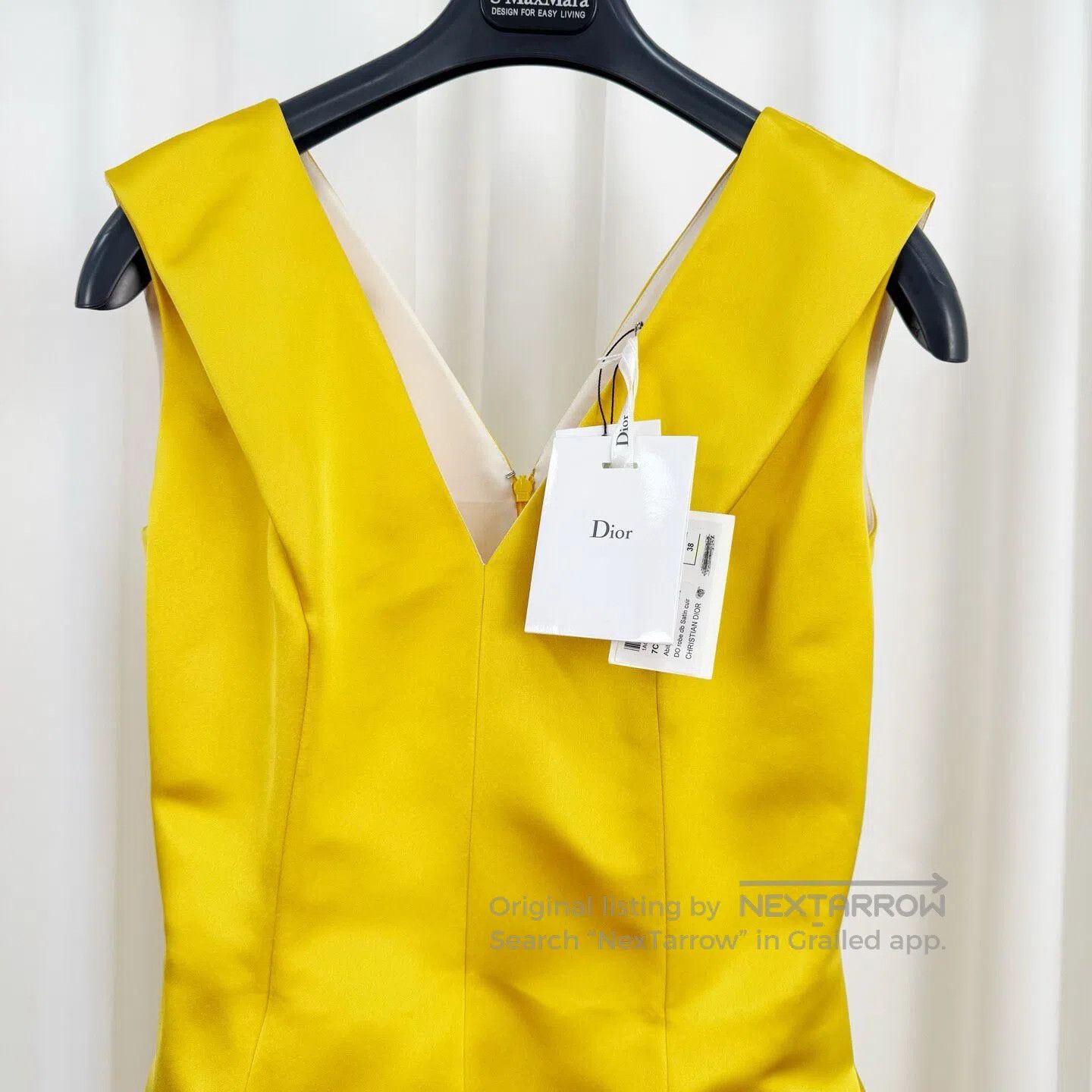Dior Dior Yellow Heavyweight Mulberry Silk V-Neck Dress| Size XS / US 0-2 / IT 36-38 - 3 Thumbnail