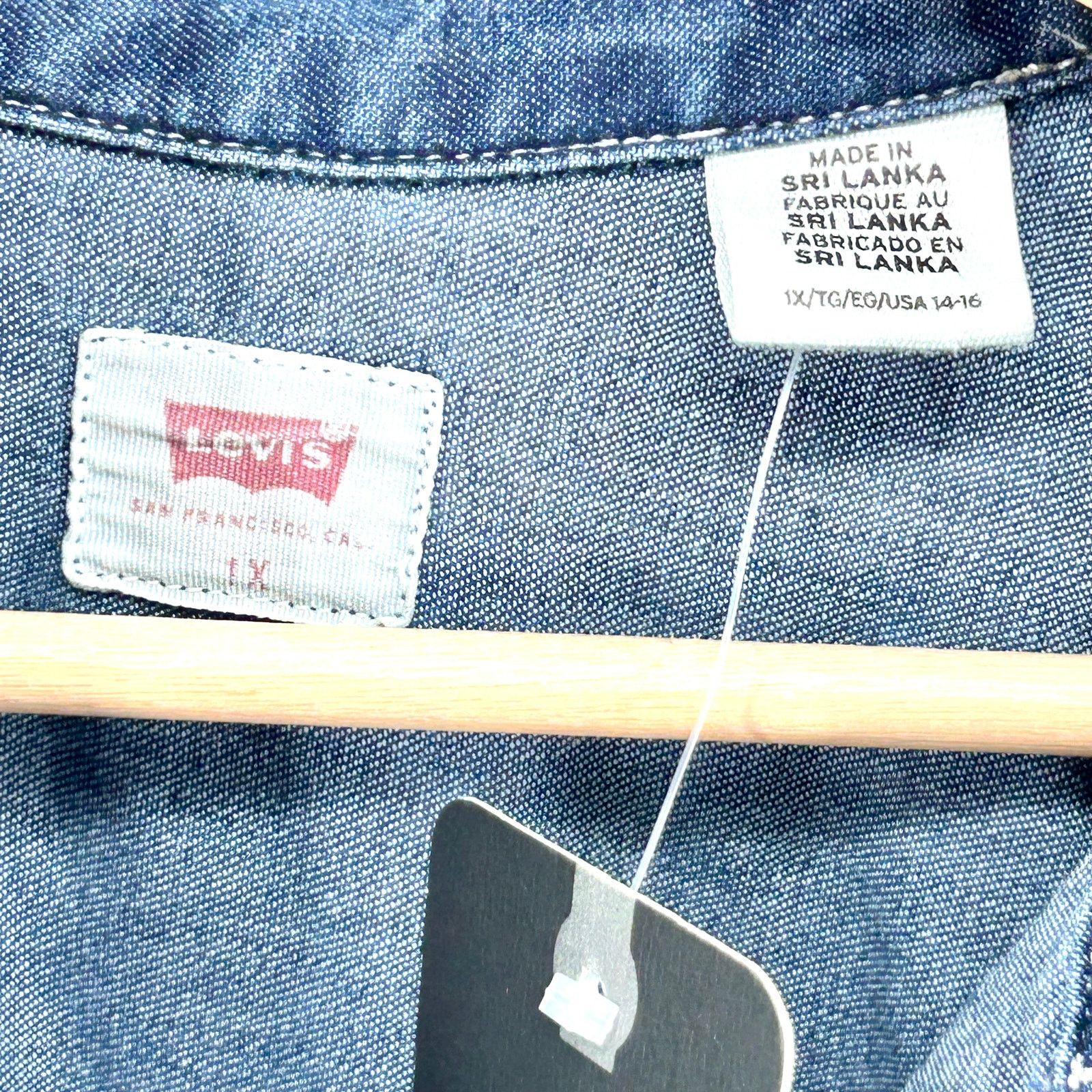 Levi's Blue Denim Chambray Snap Button Long Sleeve Shirtdress Size XXL / US 16-18 / IT 52-54 - 7 Thumbnail