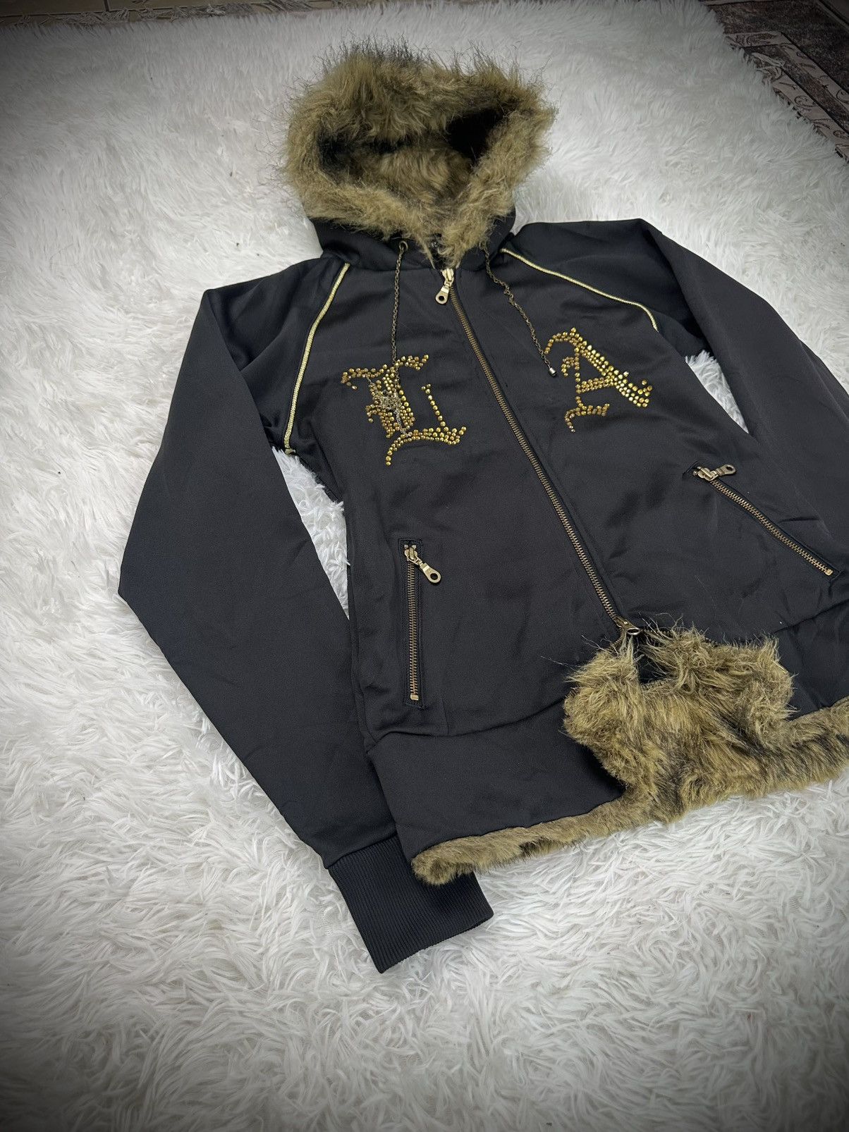 14th Addiction rare 2000s japanese brand LA GATE mohawk fur punk hoodie Size US M / EU 48-50 / 2 - 2 Thumbnail