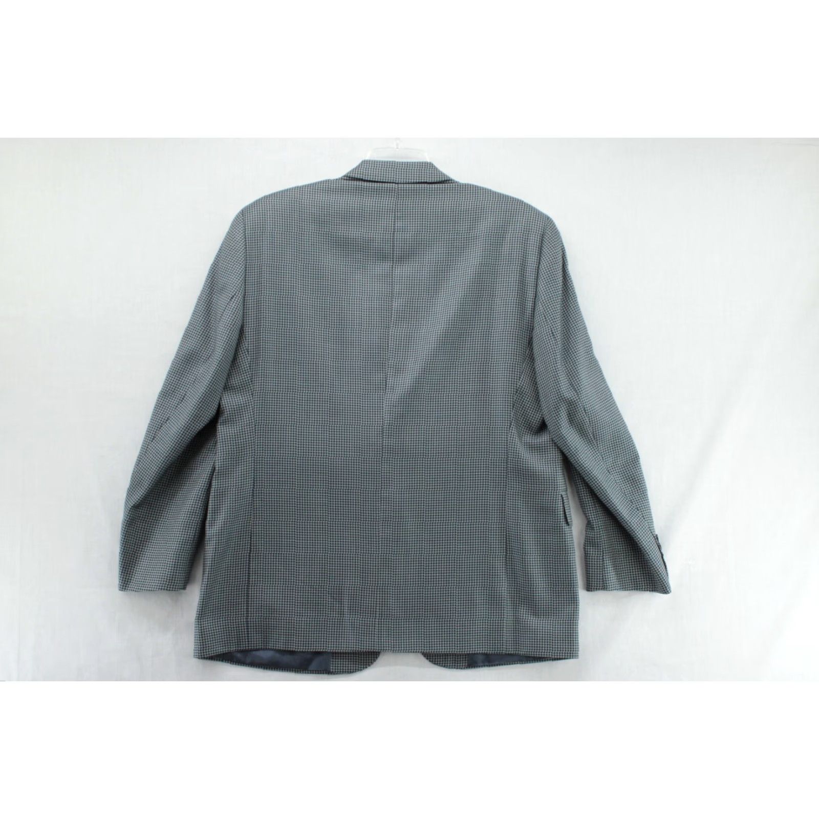 Jack Victor VINTAGE Jack Victor Blazer Men's 46R Blue Houndstooth Wool Silk Two-Button Regular Fit Classic Designer Size 46R - 5 Thumbnail