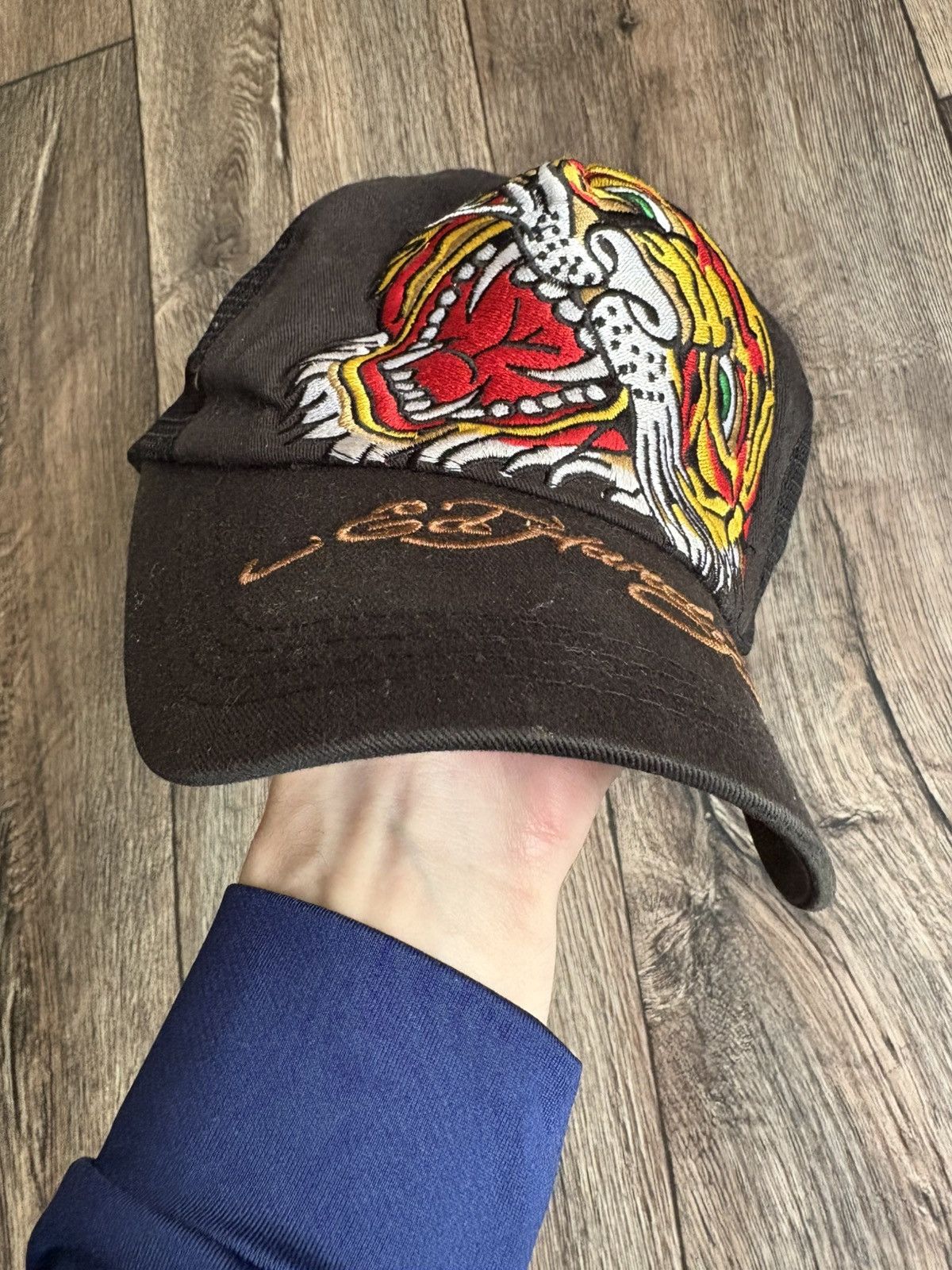 Christian Audigier × Ed Hardy × Vintage Vintage Ed Hardy Tiger Trucker Cap Hat Size ONE SIZE - 3 Thumbnail