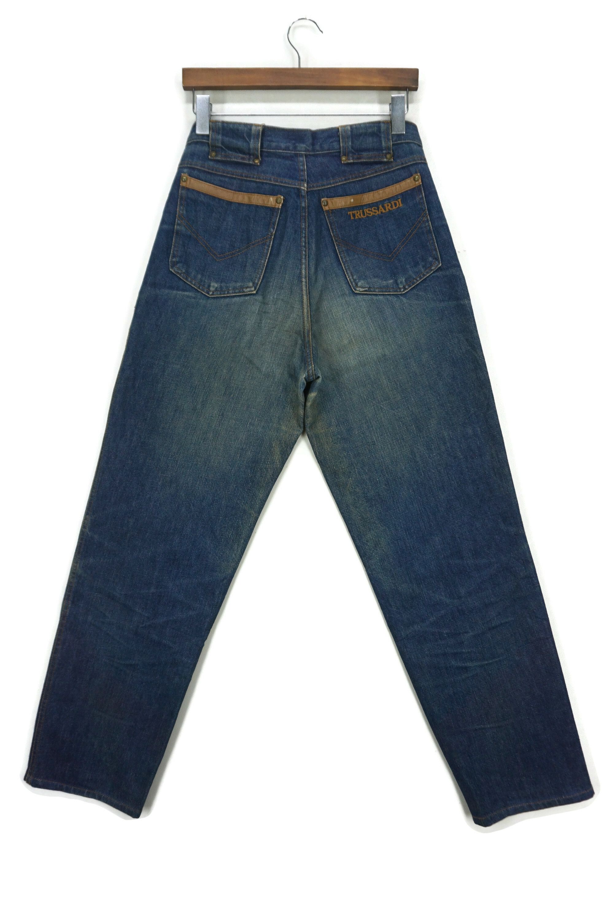 image of Trussardi High Rise Jeans Smart Embroidered Logo High Waisted Size 48 in Blue, Men's