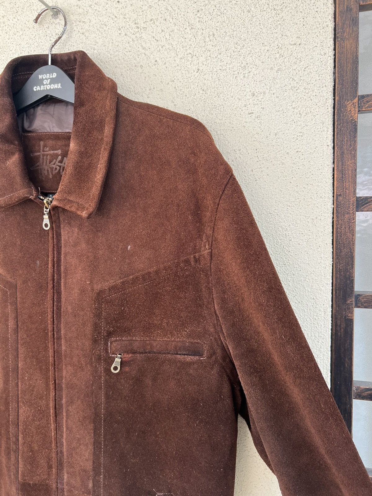 Stussy × Vintage Vintage 90s Stussy Patina Suede Cowhide Leather Jacket Size US XL / EU 56 / 4 - 10 Thumbnail