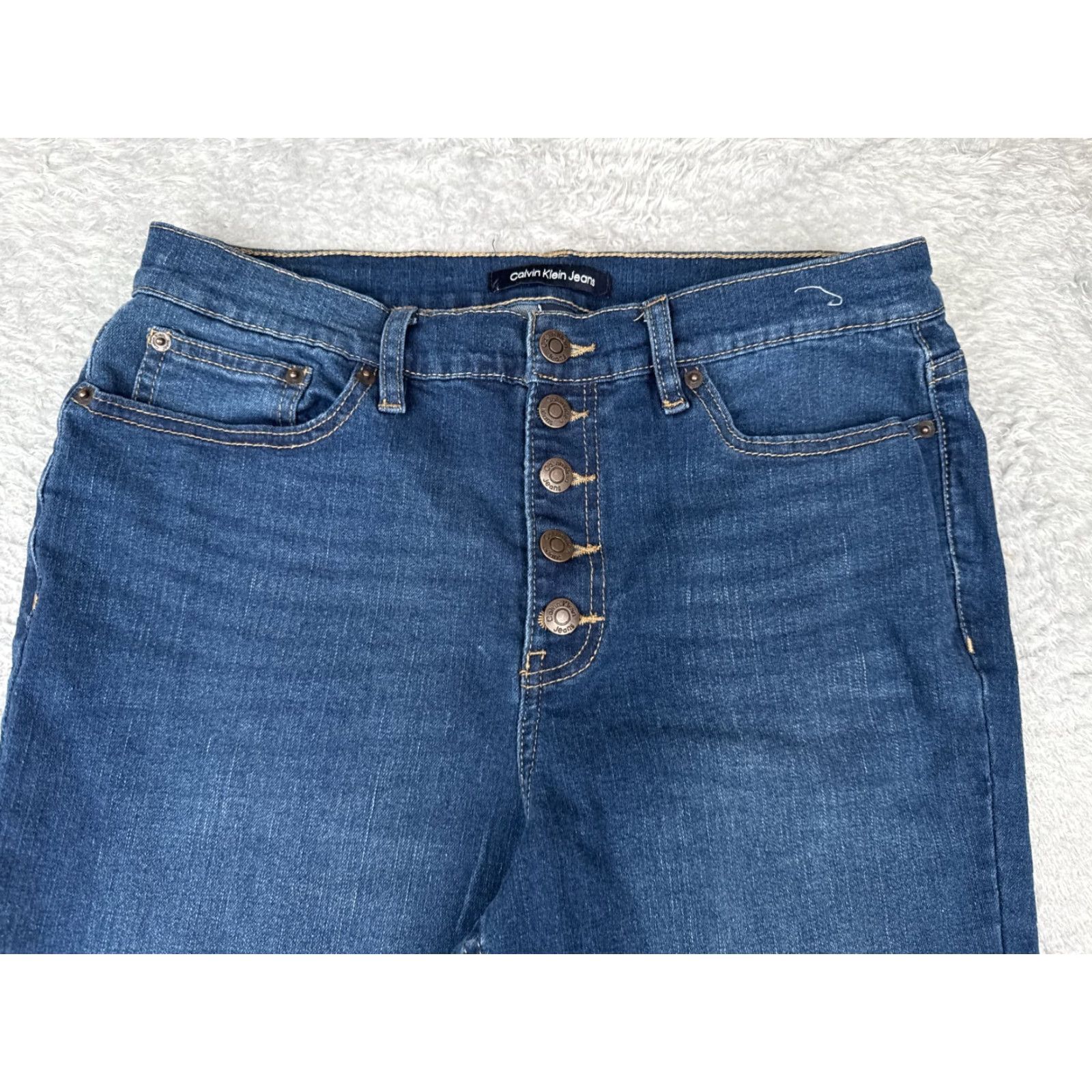 Calvin Klein Calvin Klein Jeans Womens Jeans 30x29 Blue High Rise Bootcut 30 29 Denim Button Fly Stretch Pockets Logo Embroidered Size 34" / US 12 / IT 48 - 4 Thumbnail