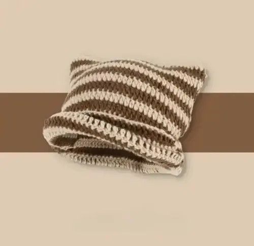 Other Knitted Beanie Hat in stripes with cat ears Size ONE SIZE - 1 Thumbnail