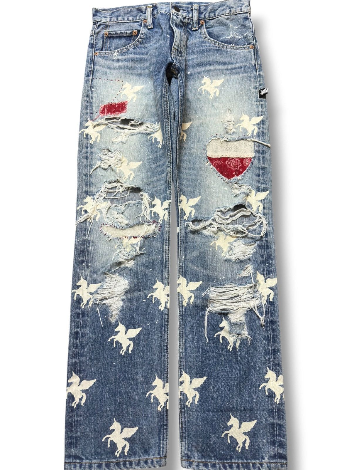 Hysteric Glamour Vintage RNA.Slang Ripped Unicorn Stamped Distressed Denim Size US 28 / EU 44 - 1 Thumbnail