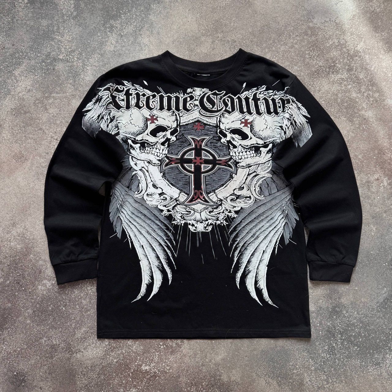 If Six Was Nine Avant Garde Affliction Style Y2K Goth Punk Long Sleeve Shirt Size M / US 6-8 / IT 42-44 - 1 Thumbnail