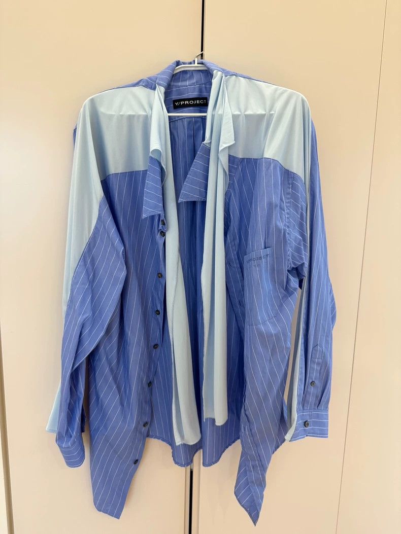 Yohji Yamamoto Yproject Blue Striped Oversize Shirt Size US S / EU 44-46 / 1 - 1 Thumbnail