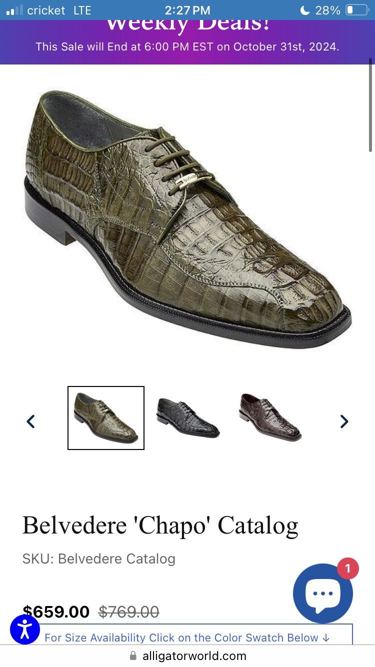 Belvedere crocodile hornback shoes Size US 11 / EU 44 - 8 Thumbnail