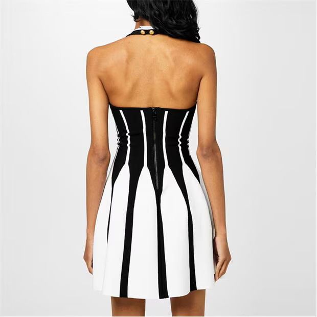 Balmain o1g2r1mq0924 Mini Dress in White & Noir Size XS / US 0-2 / IT 36-38 - 5 Thumbnail