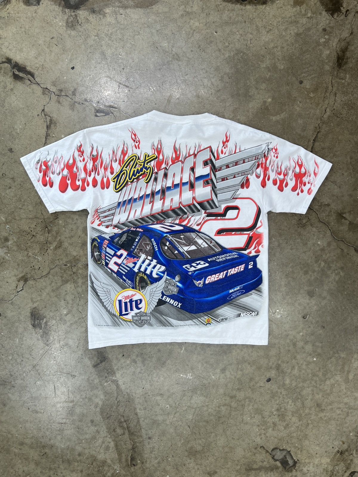 NASCAR Vintage Harley Davidson NASCAR Rusty Wallace AOP Tee Medium Size US M / EU 48-50 / 2 - 5 Thumbnail