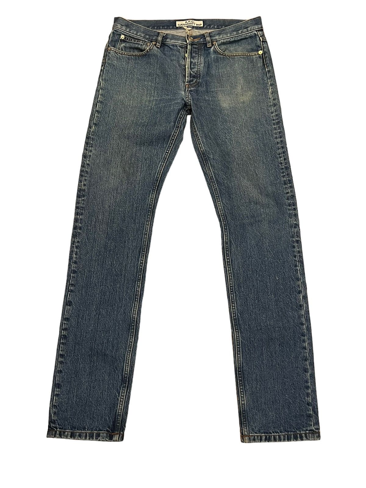 image of A P C x Carhartt Wip Mens Slim Fit Jeans in Blue (Size 31)