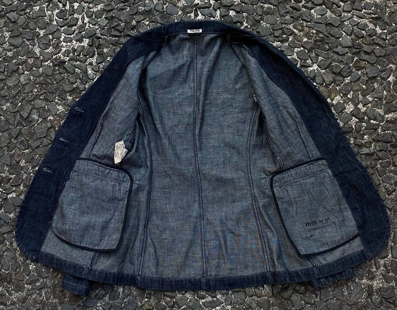 Miu Miu Miu Miu - Prada - FW01 Denim Fiammato Denim Blazer Size M / US 6-8 / IT 42-44 - 9 Thumbnail