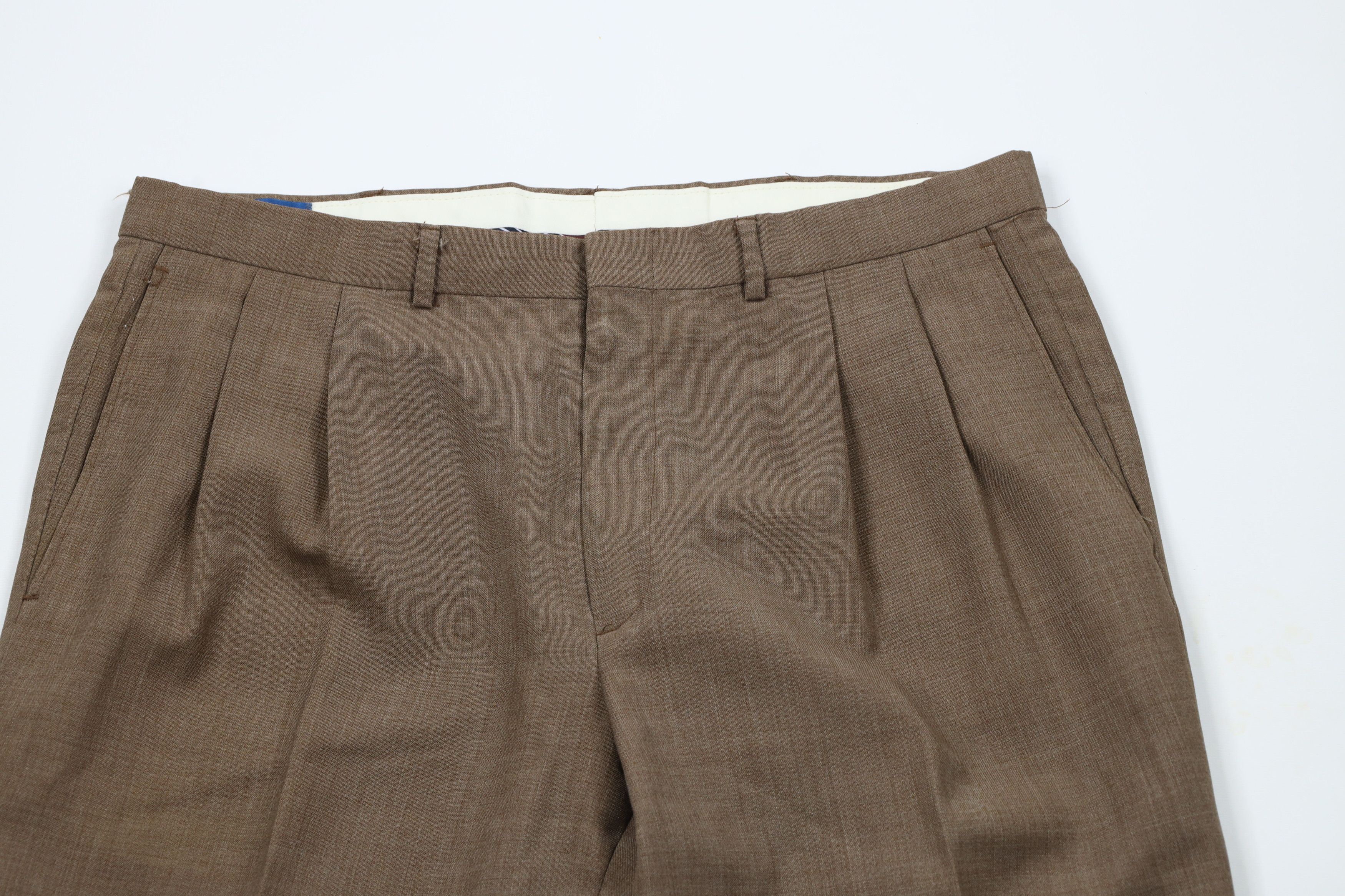 Vintage Vintage 90s Streetwear Wide Leg Chino Pants Brown Wool Size US 38 / EU 54 - 2 Thumbnail