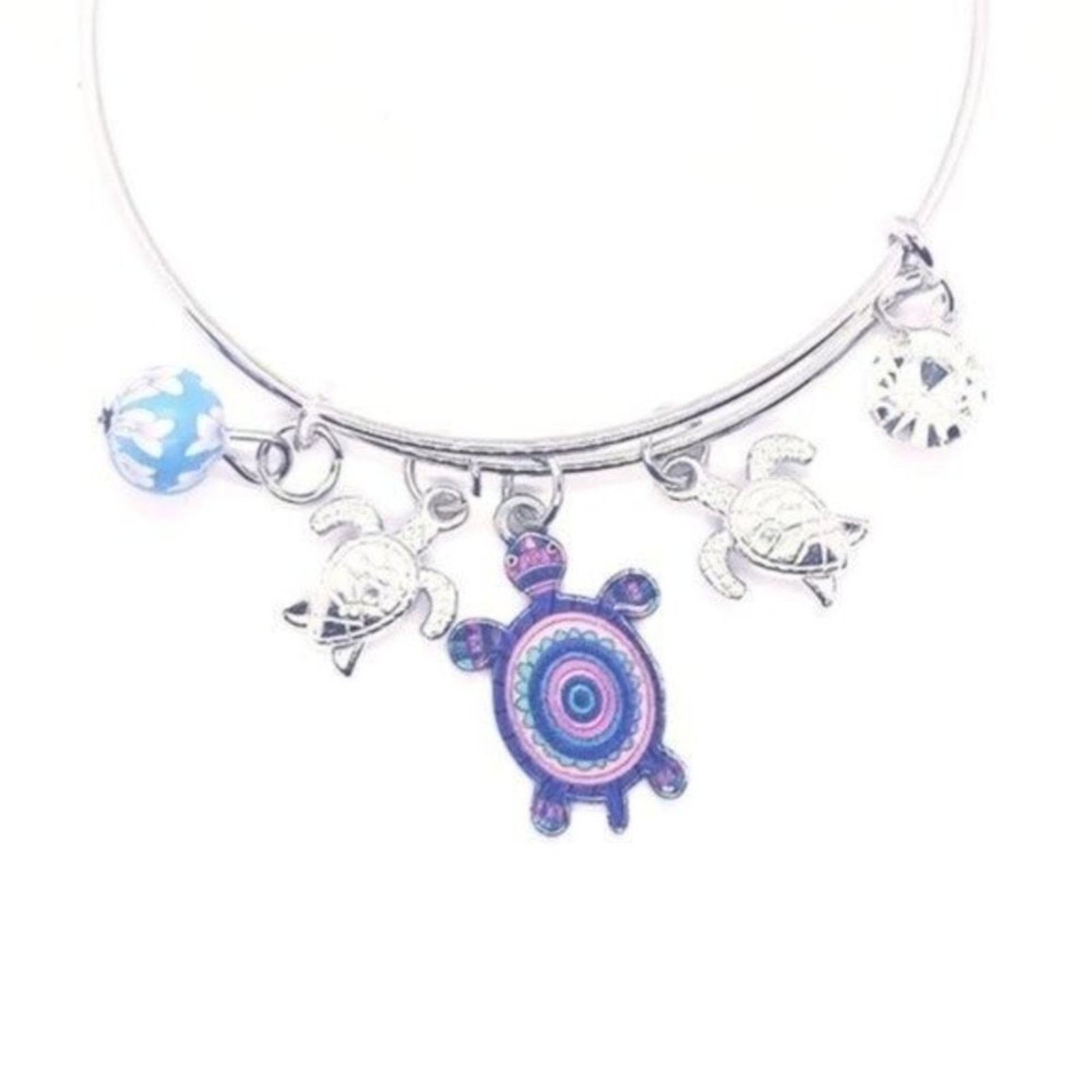 Other Beaded Sea Turtle Charm Colorful Bangle Bracelet Size ONE SIZE - 2 Thumbnail