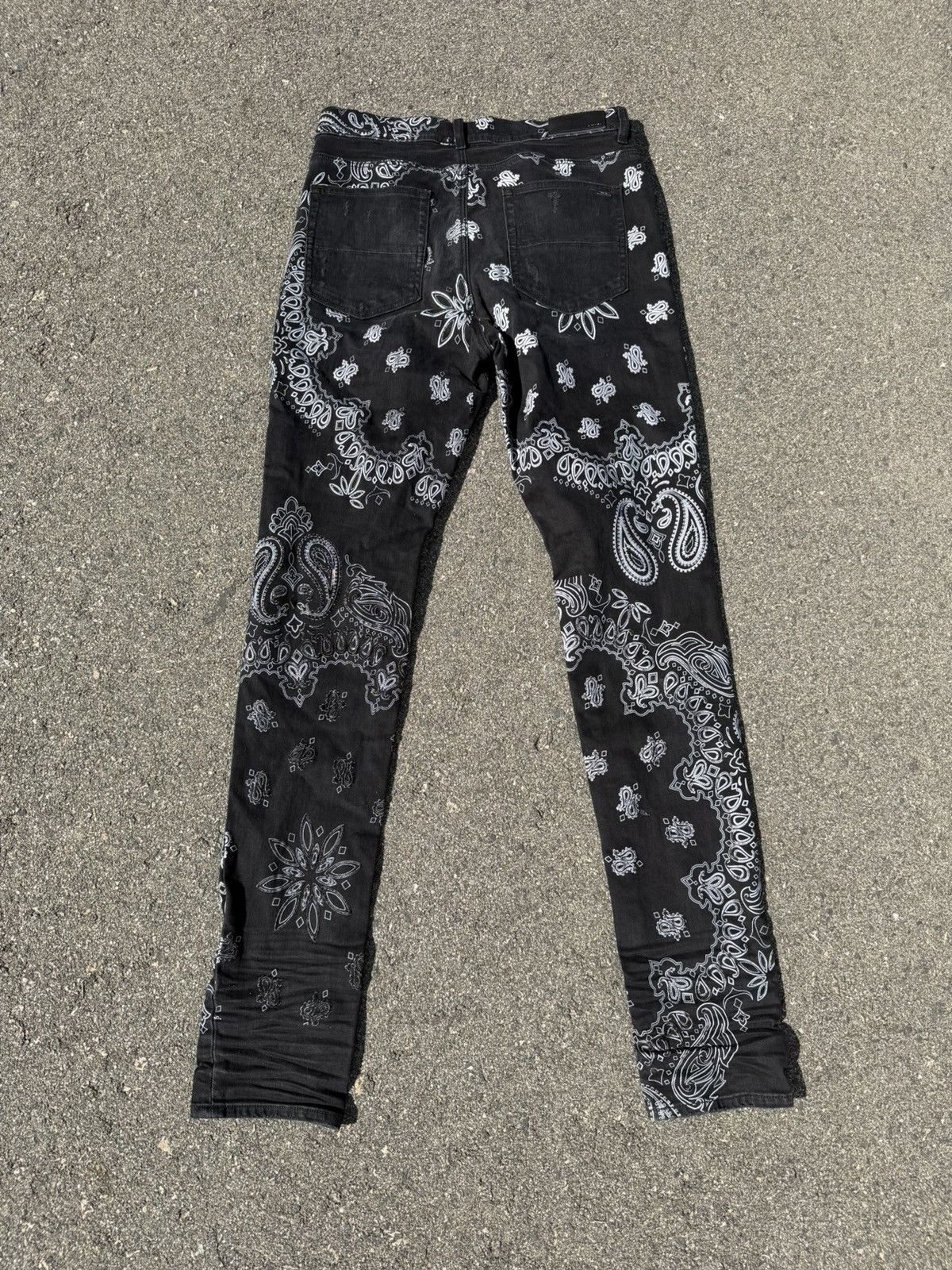 Amiri Black Amiri Flocked Paisley Bandana Jeans Size US 38 / EU 54 - 2 Thumbnail