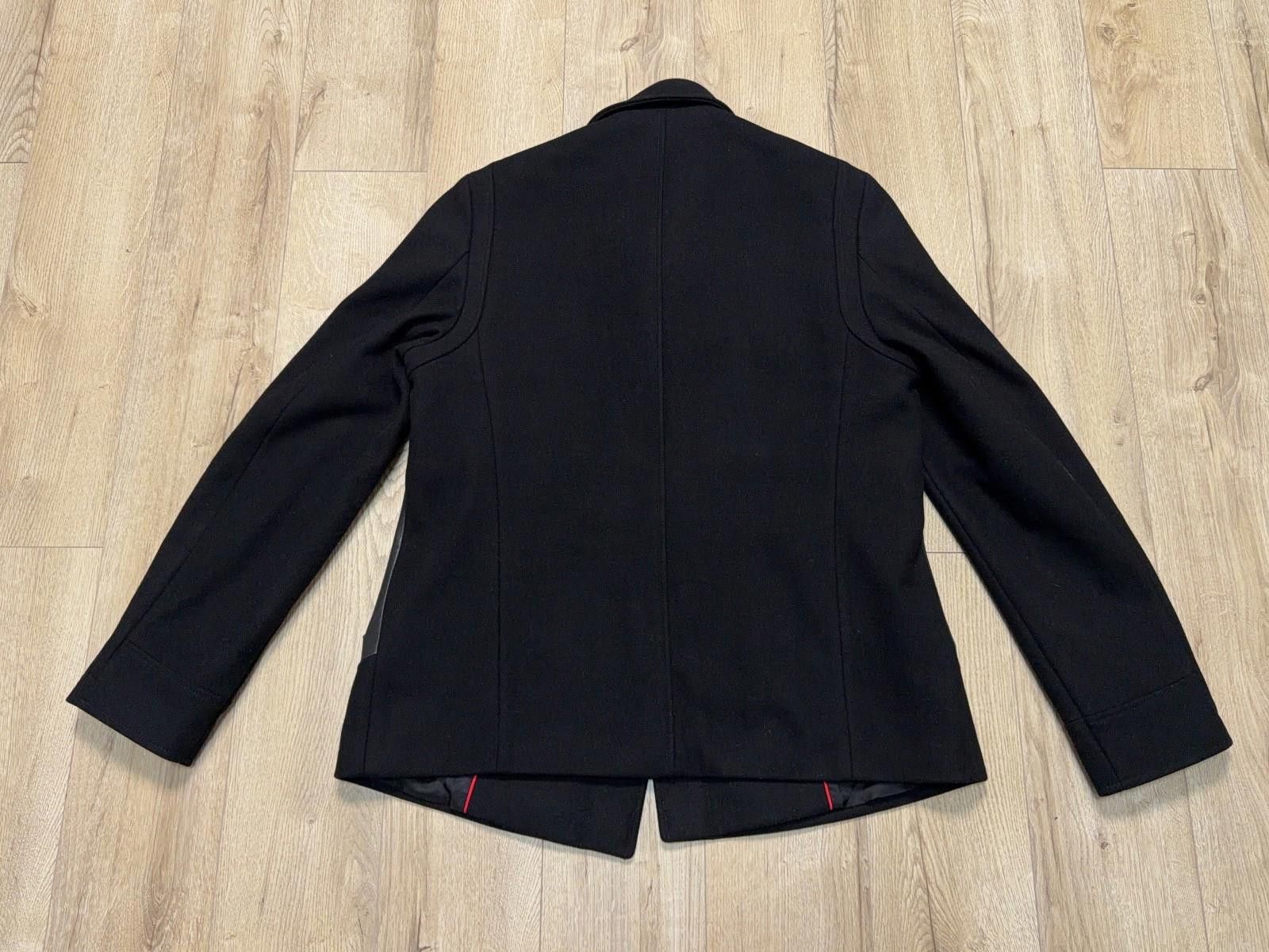 Hugo Boss Mens Hugo Boss Bimero Black Pea Coat Wool Leather Jacket Size US XL / EU 56 / 4 - 11 Thumbnail
