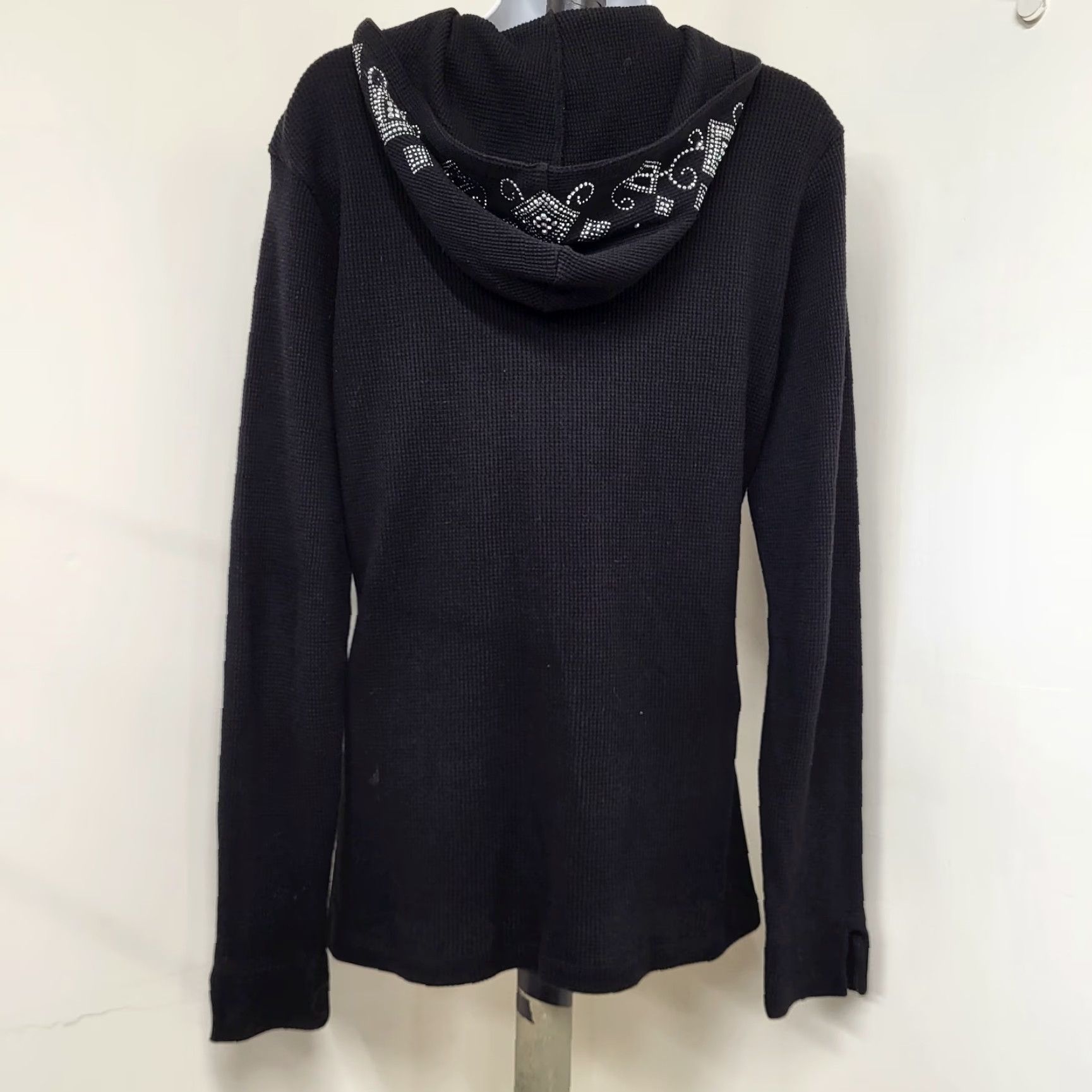 Swarovski Christine Alexander Jacket Women's Large Black Hooded Swarovski Crystals Studs Size L / US 10 / IT 46 - 2 Thumbnail