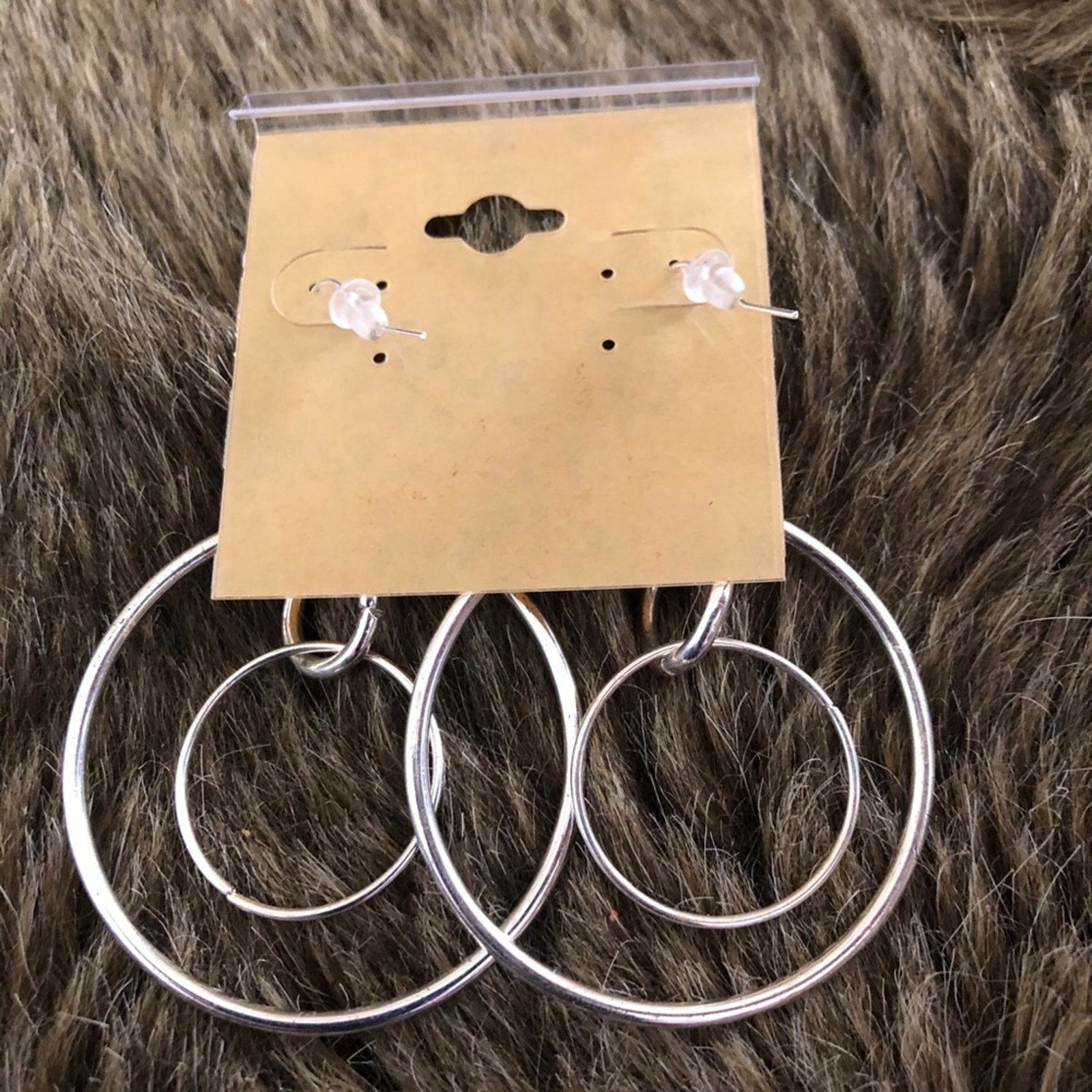Vintage Vintage repurpose shiny silver tone ring earrings Size ONE SIZE - 3 Thumbnail