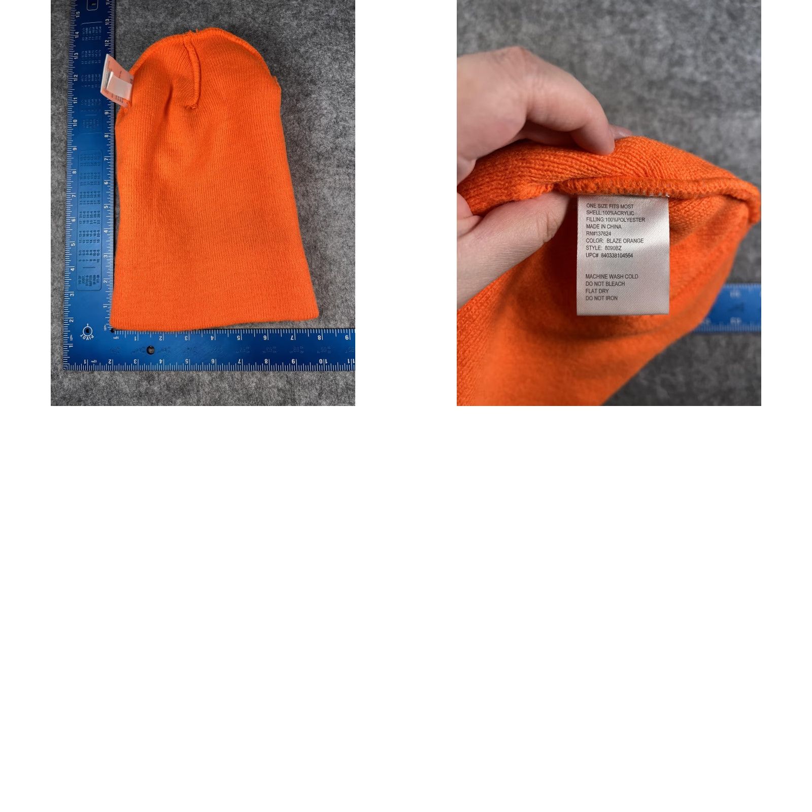 Vintage Mossy Oak Hat Beanie Mens One Size Orange Blaze Knit Lined Hi Vis Hunting Winter Size 44L - 8 Thumbnail