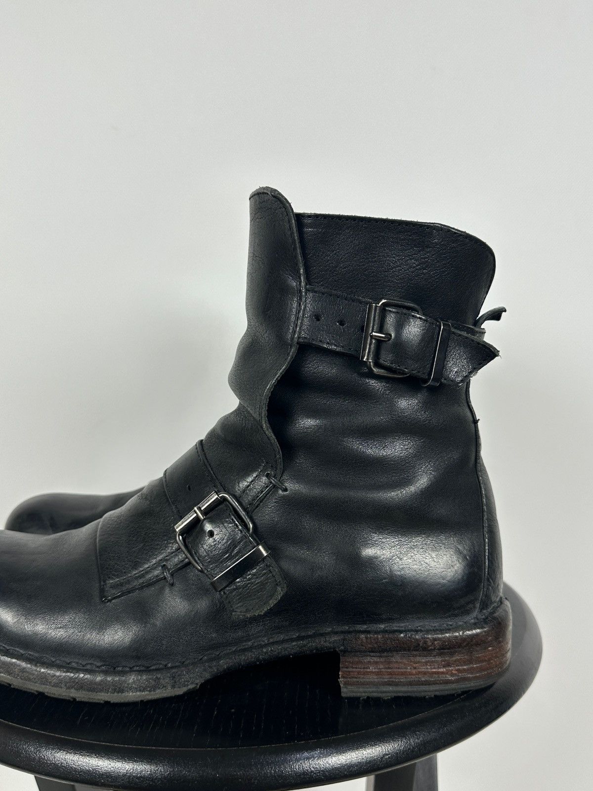MoMA MoMA Black Leather Buckle Ankle Biker Boots Size US 10 / IT 40 - 13 Thumbnail