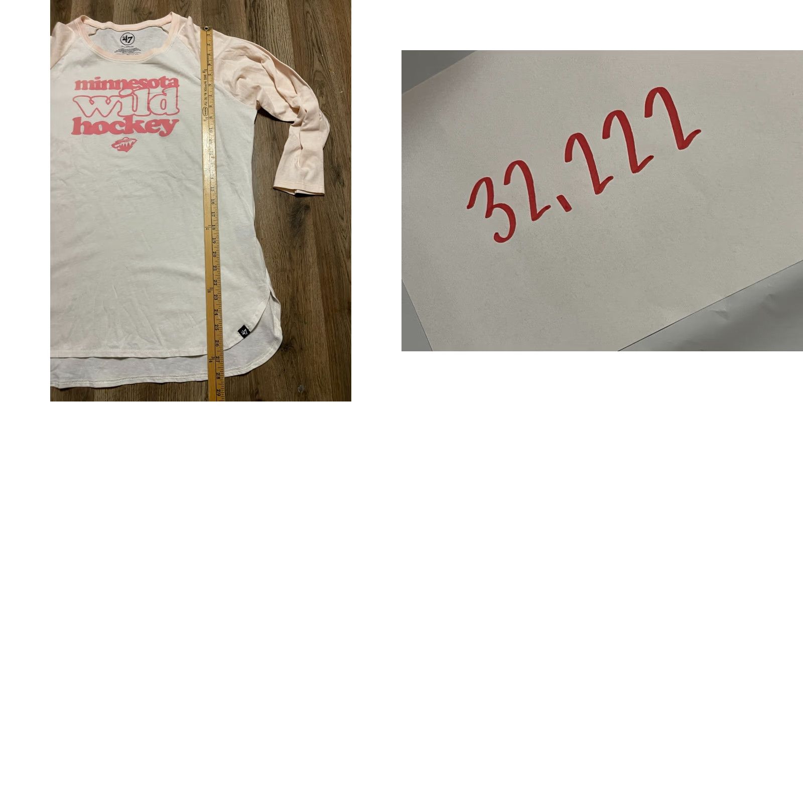 Vintage '47 Shirt Women's XXL Pink White Minnesota Wild NHL Long Sleeve Shirt Regular Women's T-Shirt - White, Long Sleeve, Pullover, Casual, 2XL' Size XXL / US 16-18 / IT 52-54 - 8 Thumbnail