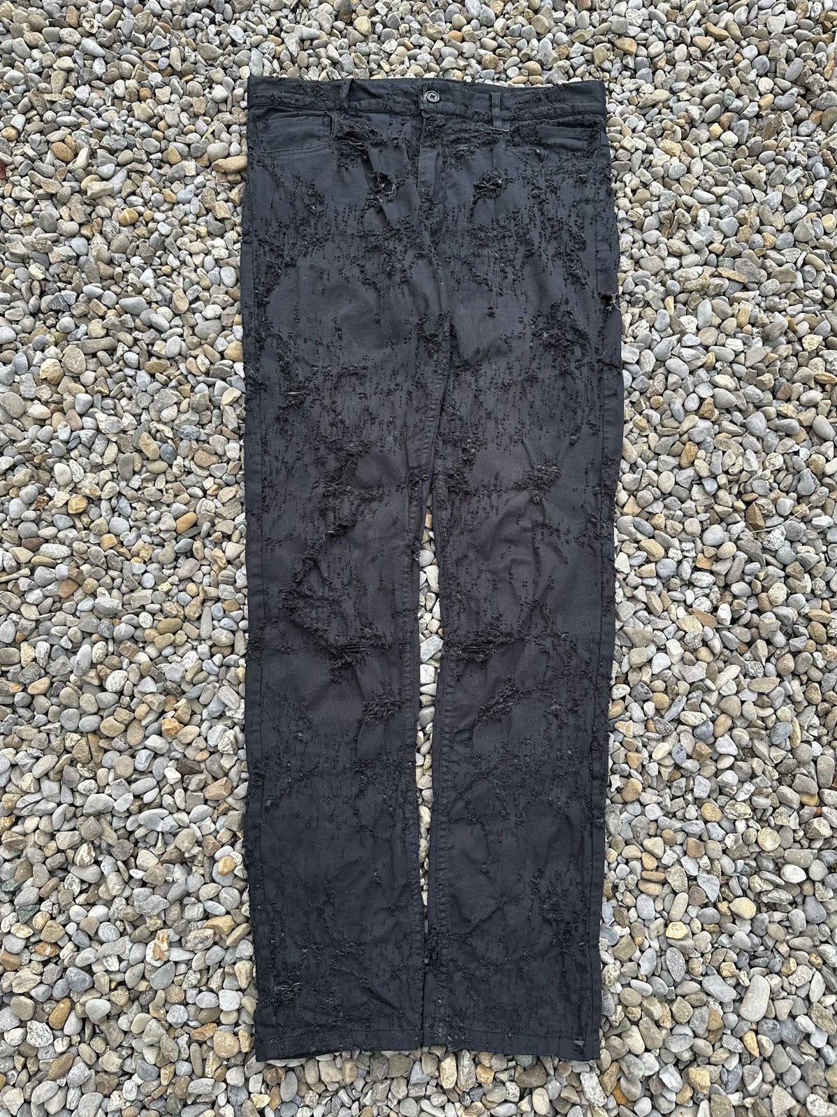 Ann Demeulemeester Ann Demeulemeester Distressed Black Slim Cut Denim Size US 32 / EU 48 - 1 Thumbnail