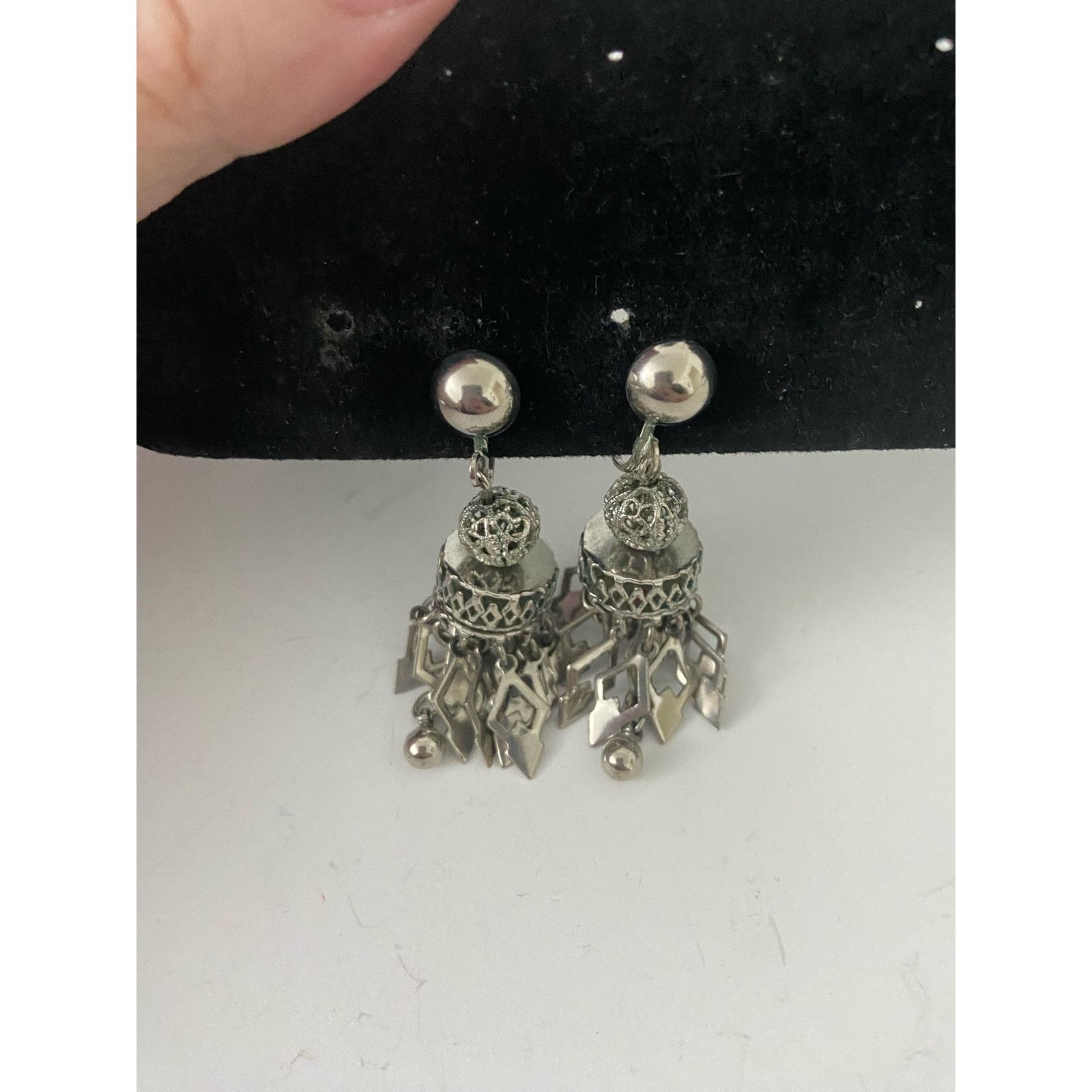 Vintage Vintage jhumki clip on earrings silver tone Size ONE SIZE - 3 Thumbnail