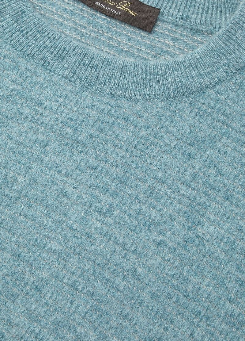 Loro Piana o1w1db10226 FAP0890 Oggebbio Crewneck Sweater in Light Blue Size US XL / EU 56 / 4 - 7 Thumbnail