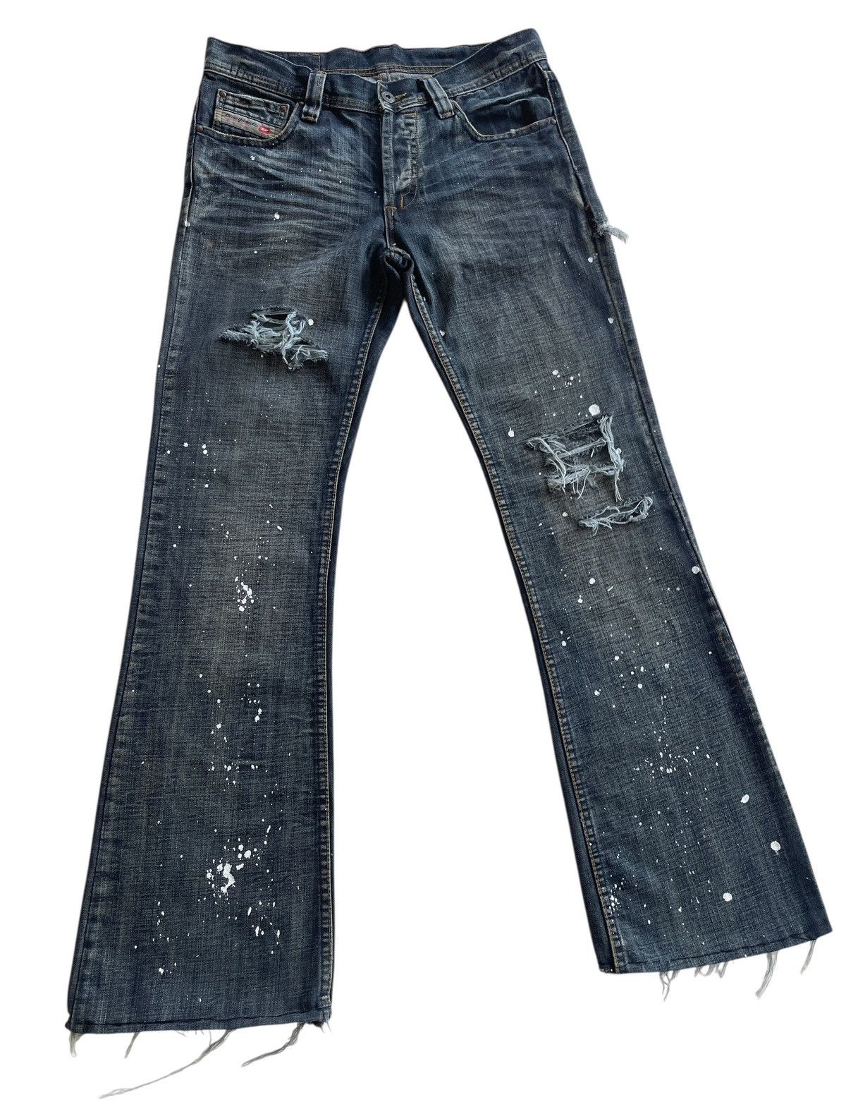 Diesel Paint Splatter Distressed Flare Dark Denim Size US 32 / EU 48 - 3 Thumbnail