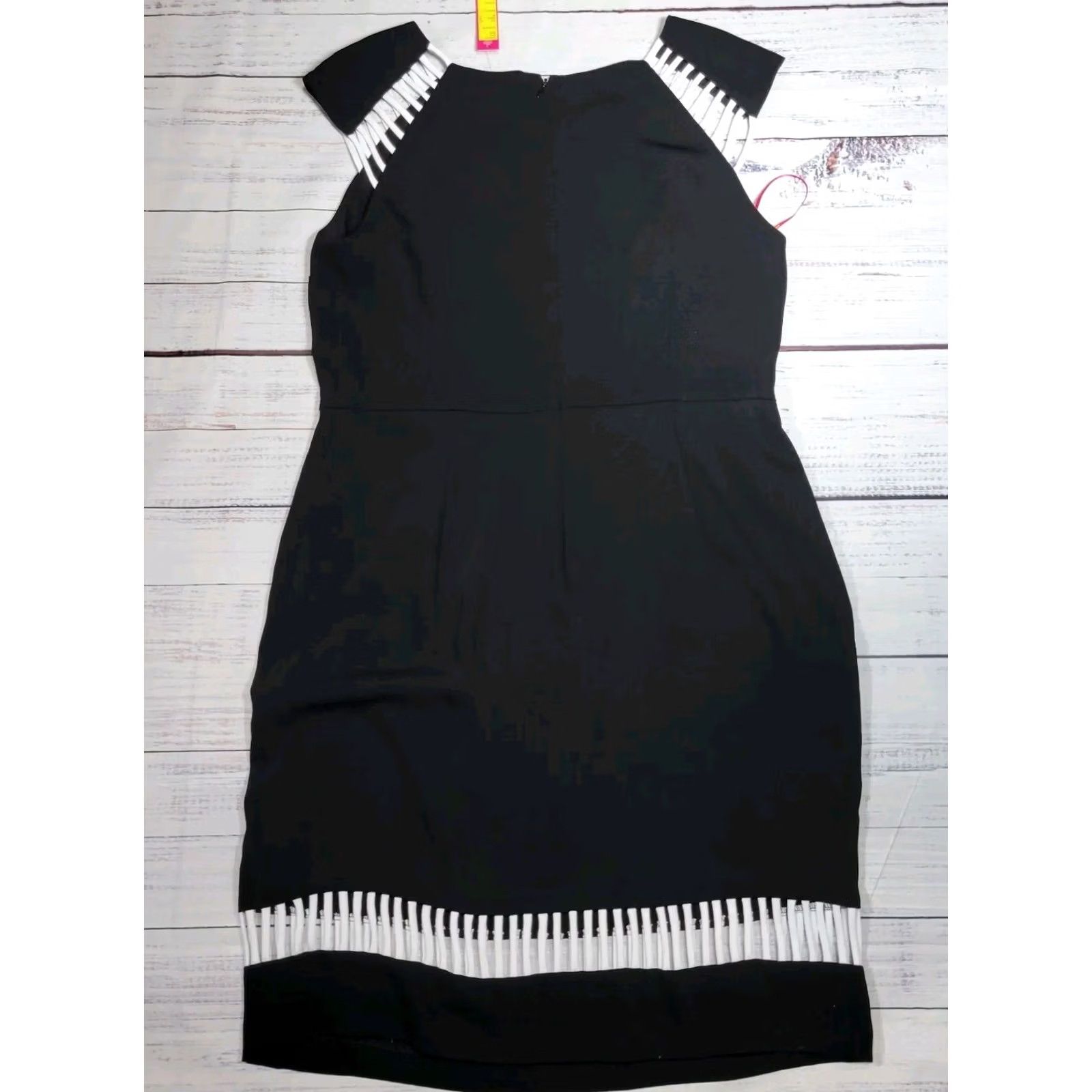 Vintage Catherine Malandrino Olivia Contrast Office Dinner Sheath Pencil Dress Black 12 Size XL / US 12-14 / IT 48-50 - 7 Thumbnail