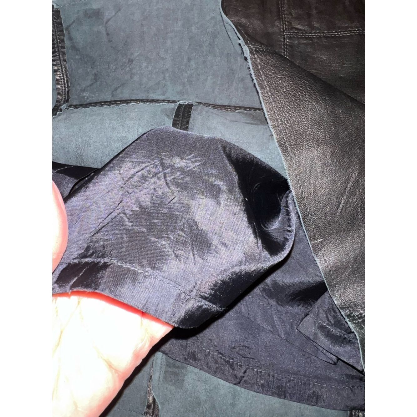 Other Black Leather Mini Skirt Panel Patchwork NWOT Lined Back Zi Size 28" / US 6 / IT 42 - 4 Thumbnail