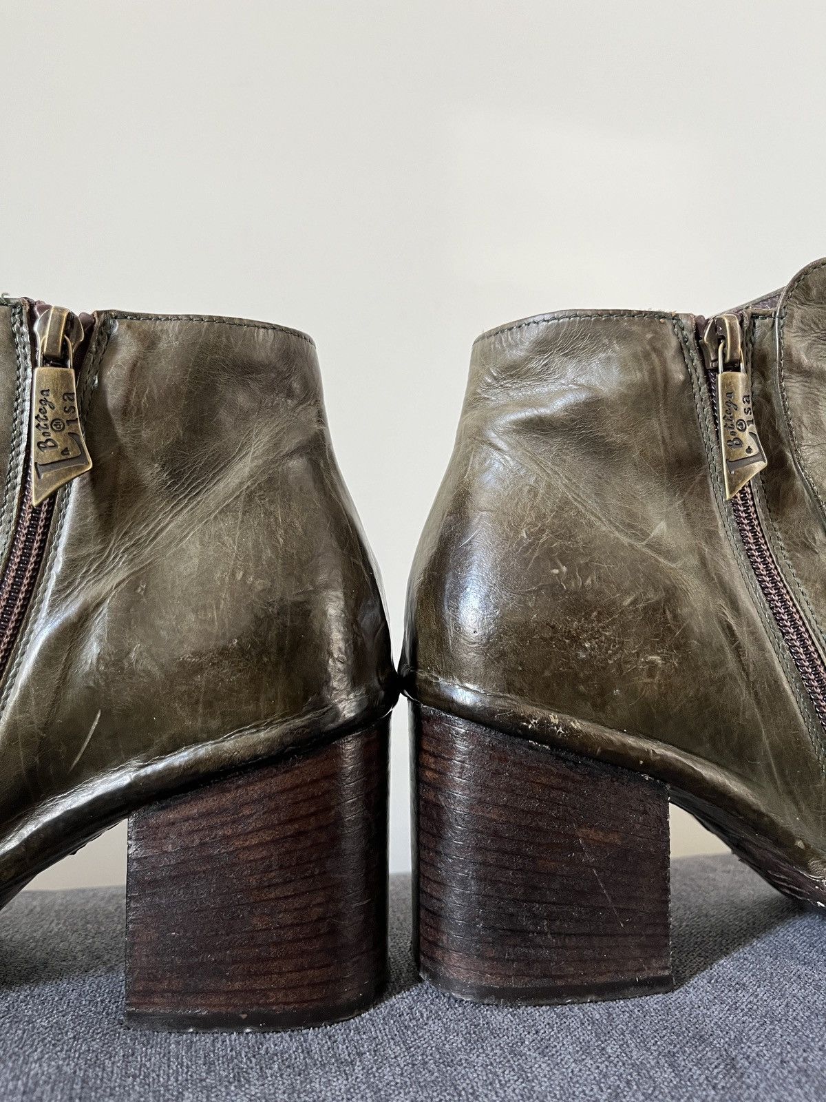 A.S.98 La Bottega di Lisa Ancle Avant Garde Green Leather Boots Size US 9 / IT 39 - 16 Thumbnail