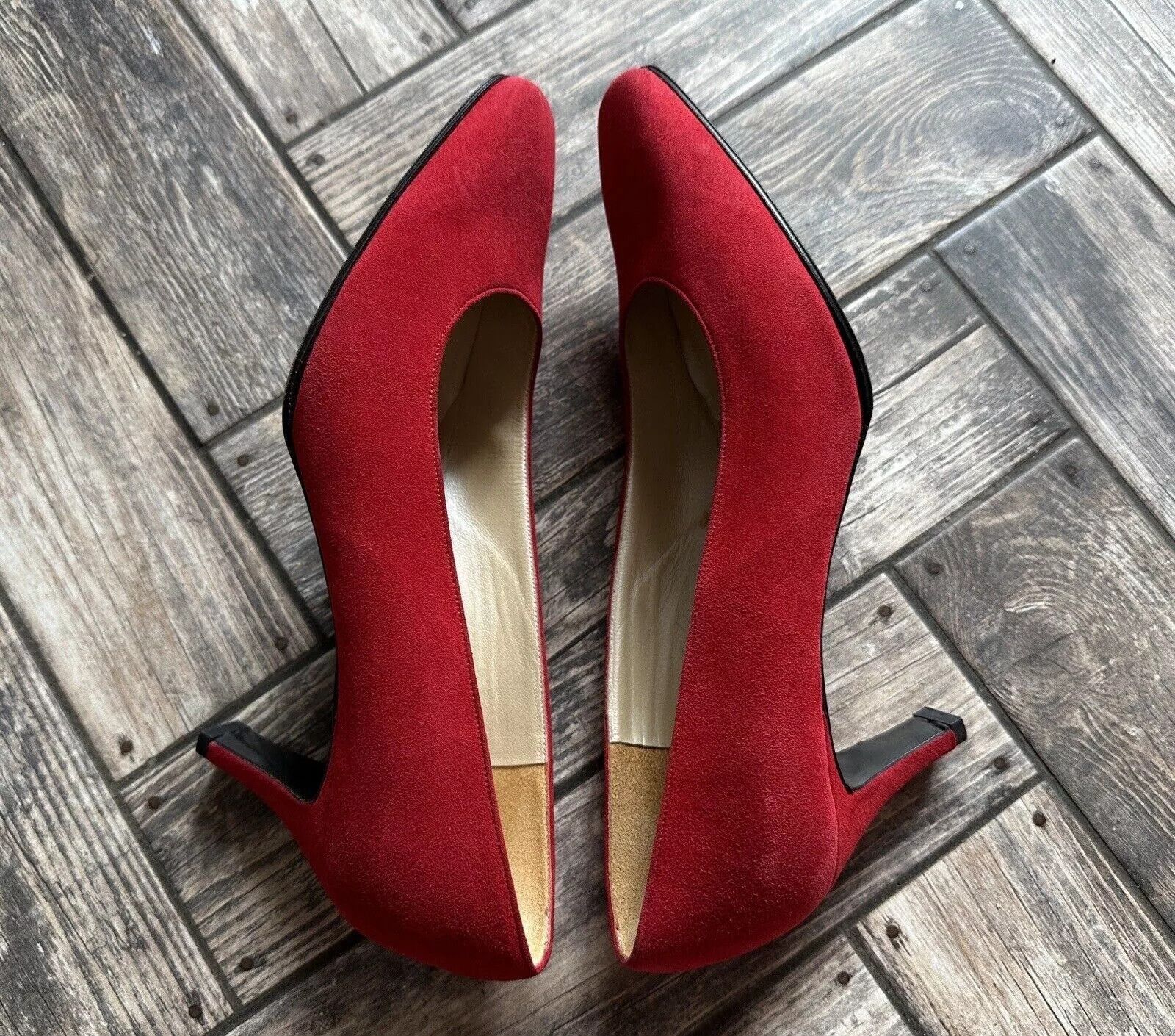 Charles Jourdan Vintage Charles Jourdan Paris Red Heels Suede Leather Shoes Size US 8 / IT 38 - 7 Thumbnail