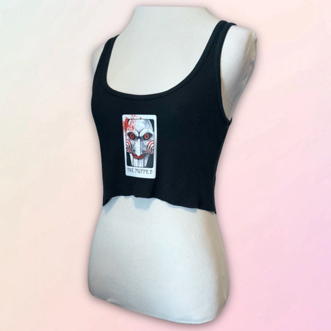 Mossimo The Puppet, Jigsaw/Tarot, Halloween Theme, Cropped Tank Top Size M / US 6-8 / IT 42-44 - 2 Thumbnail