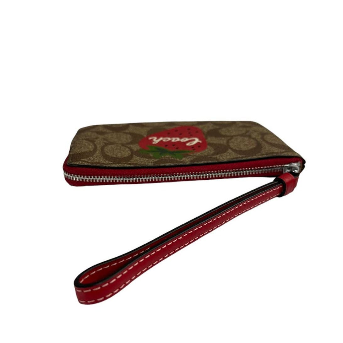 Coach Coach Corner Zip Wristlet Canvas With Wild Strawberry Size ONE SIZE - 3 Thumbnail