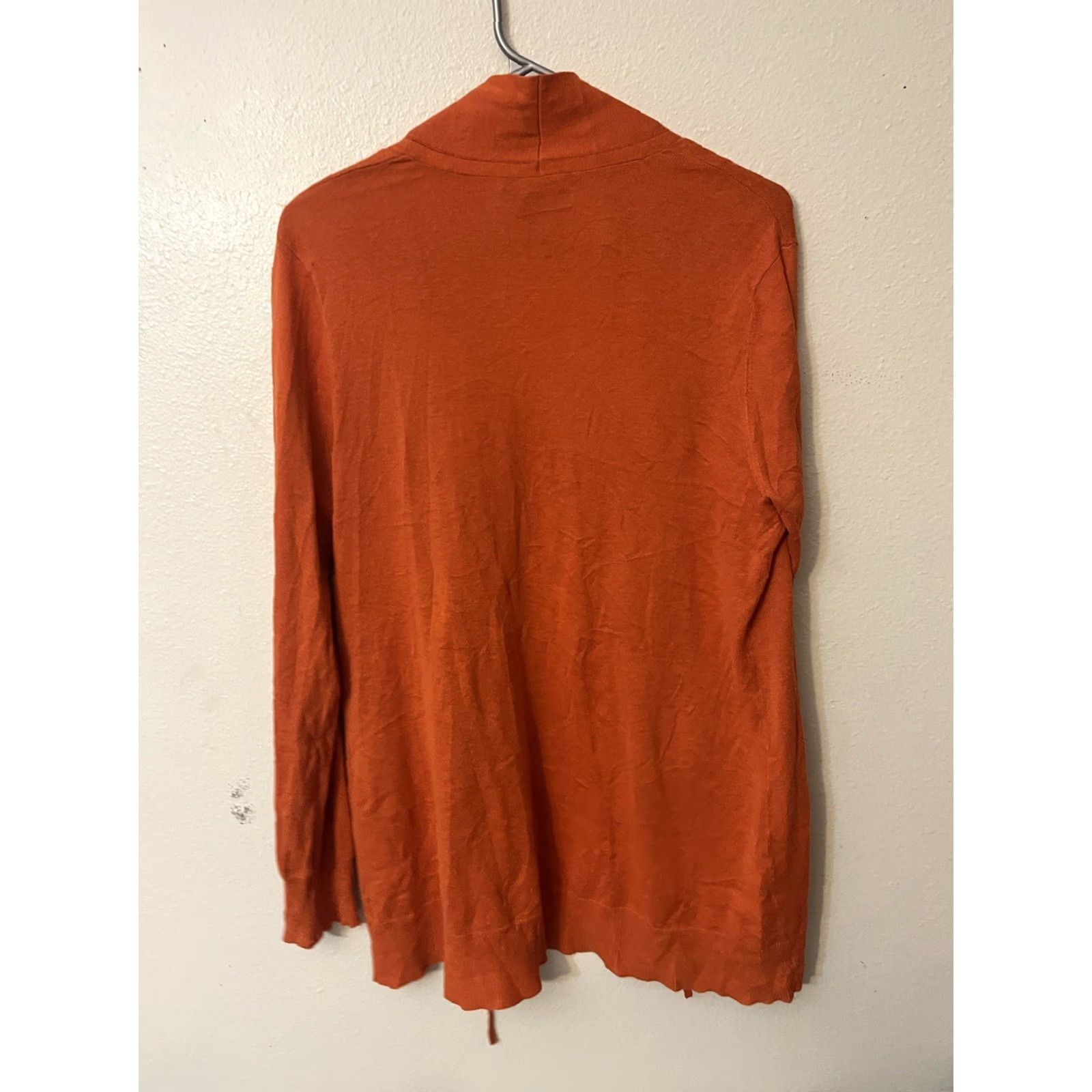 Ralph Lauren Lauren Lauren Ralph Lauren Womens Cardigan L Open Ruched Cotton Modal Orange Sweater, Casual, Classic Preppy, Fall, Spring, Summer, Winter, Womens Size L / US 10 / IT 46 - 2 Thumbnail