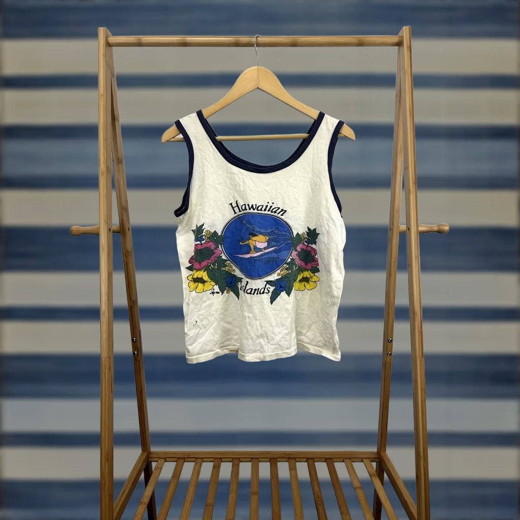 Doublet VTG 70s Poly Tees Hawaiian Islands Surf Tank Top Shirt Double Sided Print Size M Shirt Mens White Beach Surf Wave 70s VTG Size US M / EU 48-50 / 2 - 1 Thumbnail