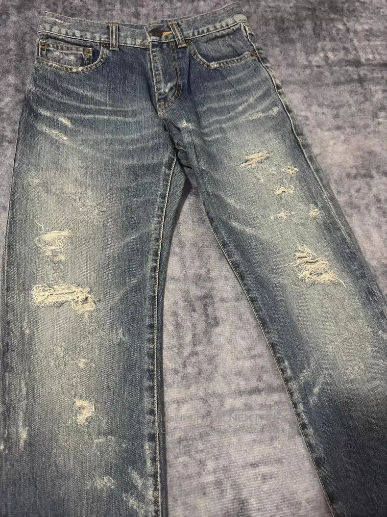 Saint Laurent Paris Saint Laurent Paris Ghost Claw Destroyed Big Ripped Denim Size US 26 / EU 42 - 3 Thumbnail
