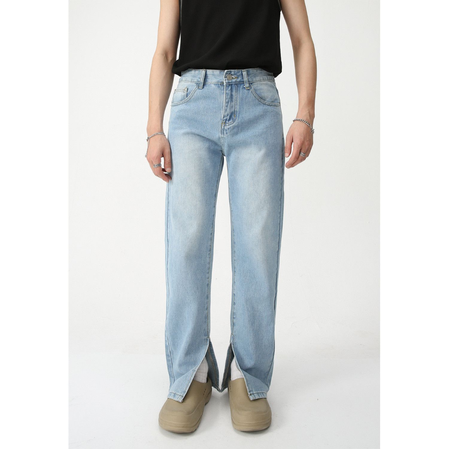 Light Blue Split Slim Penny Jeans